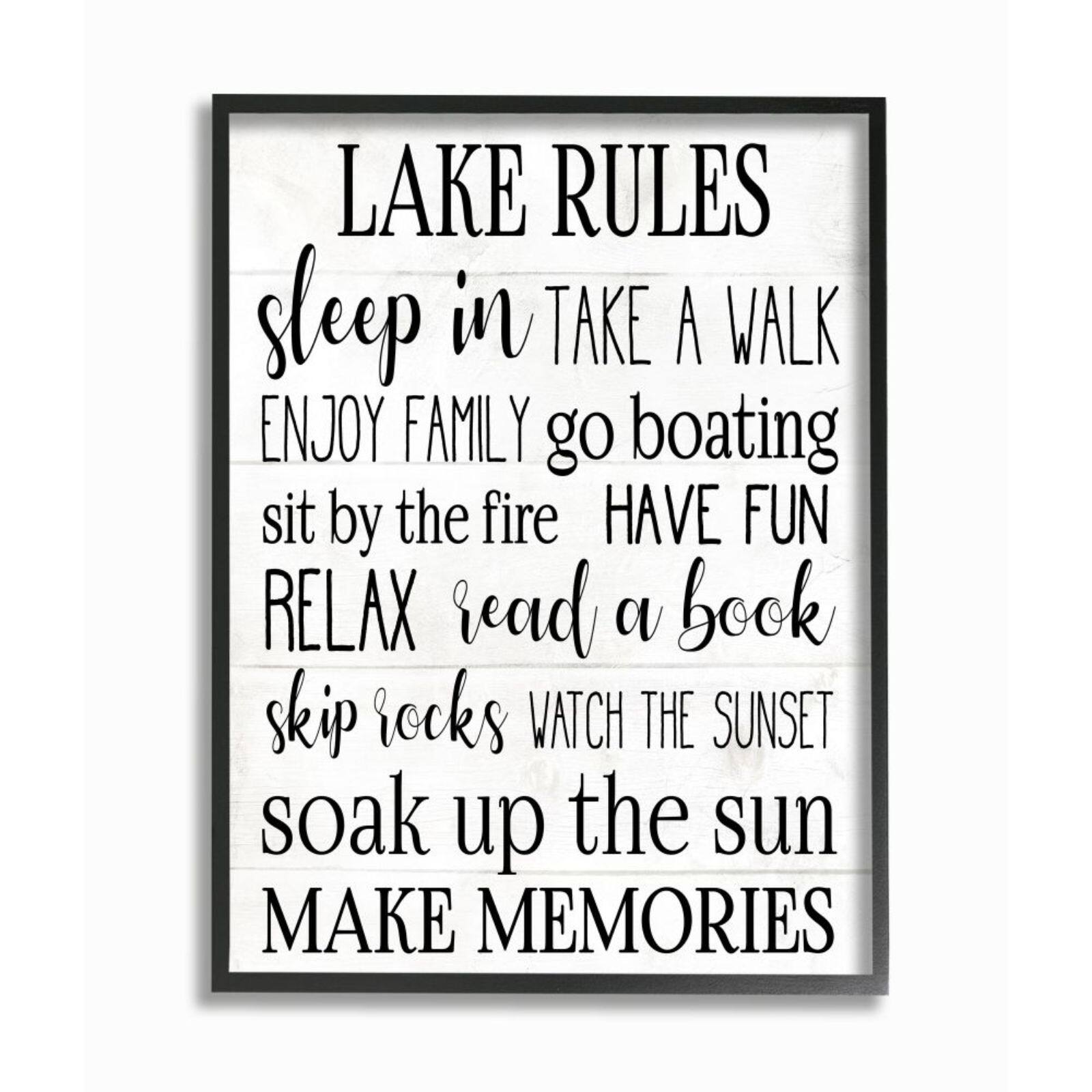 Stupell Industries Lake Rules Wall Art in Frame