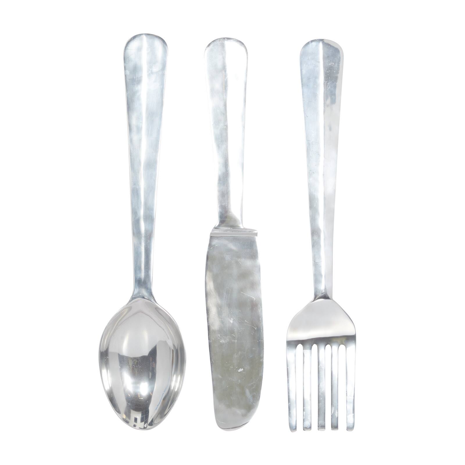 Silver Aluminum Utensil Wall Décor Set
