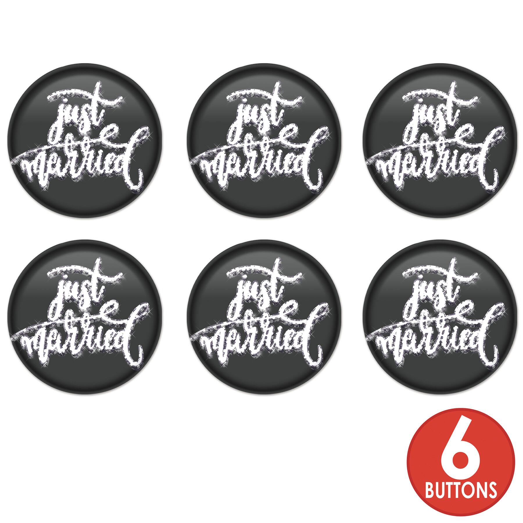 Beistle 2" Black & White Just Married Buttons, 6ct.