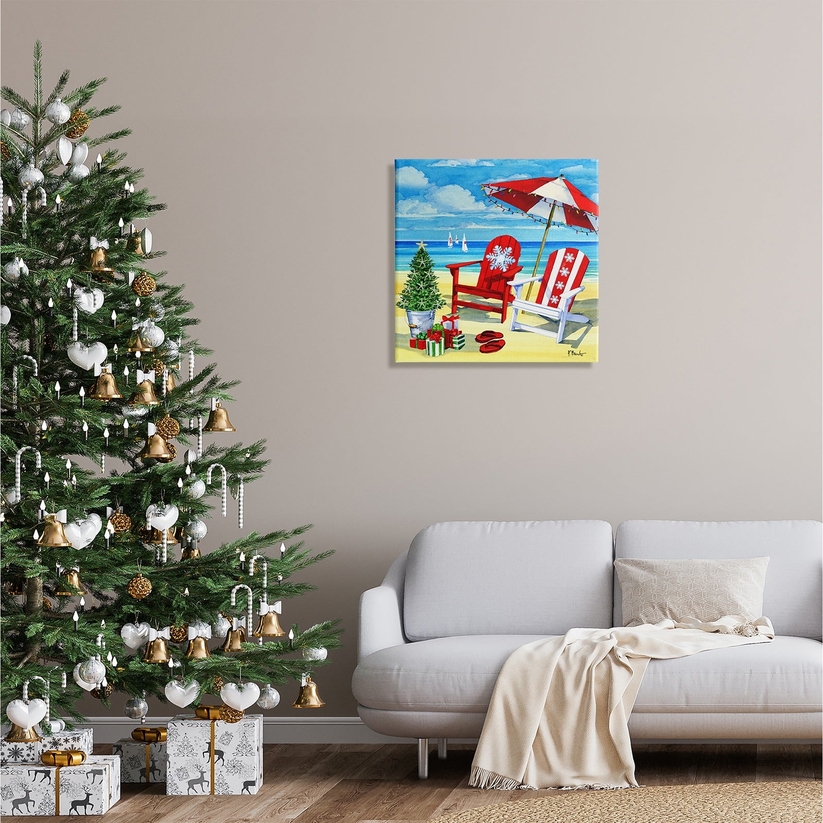 Stupell Industries Christmas Coastal Scene Canvas Wall Art