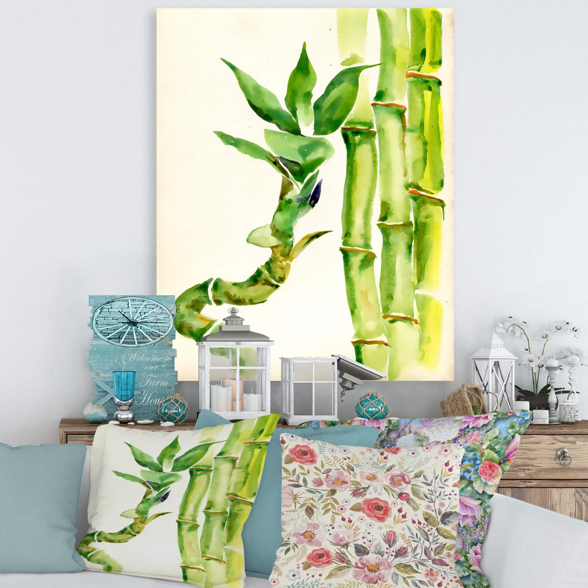 Designart - Bamboo Branches In The Forest VI - Tropical Canvas Wall Art Print