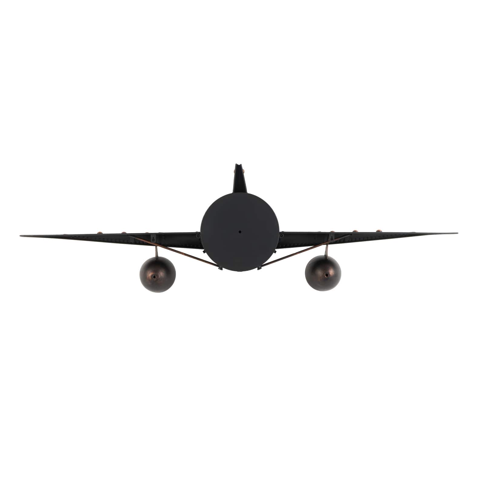 17" Dark Brown Metal Airplane Decorative Wall Clock with Copper Accents