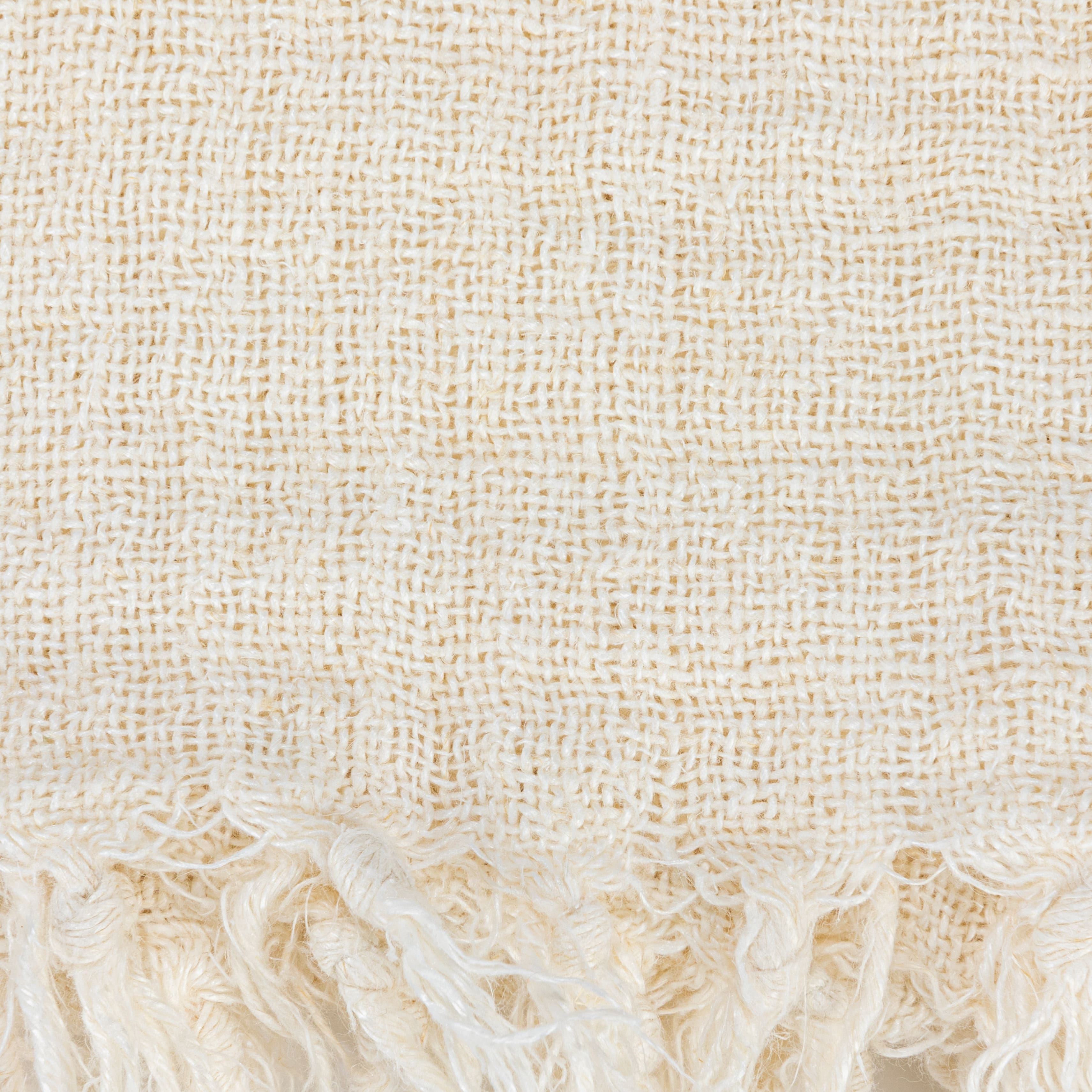Hello Honey® Cream & Natural Stripes & Fringe Woven Linen Throw Blanket