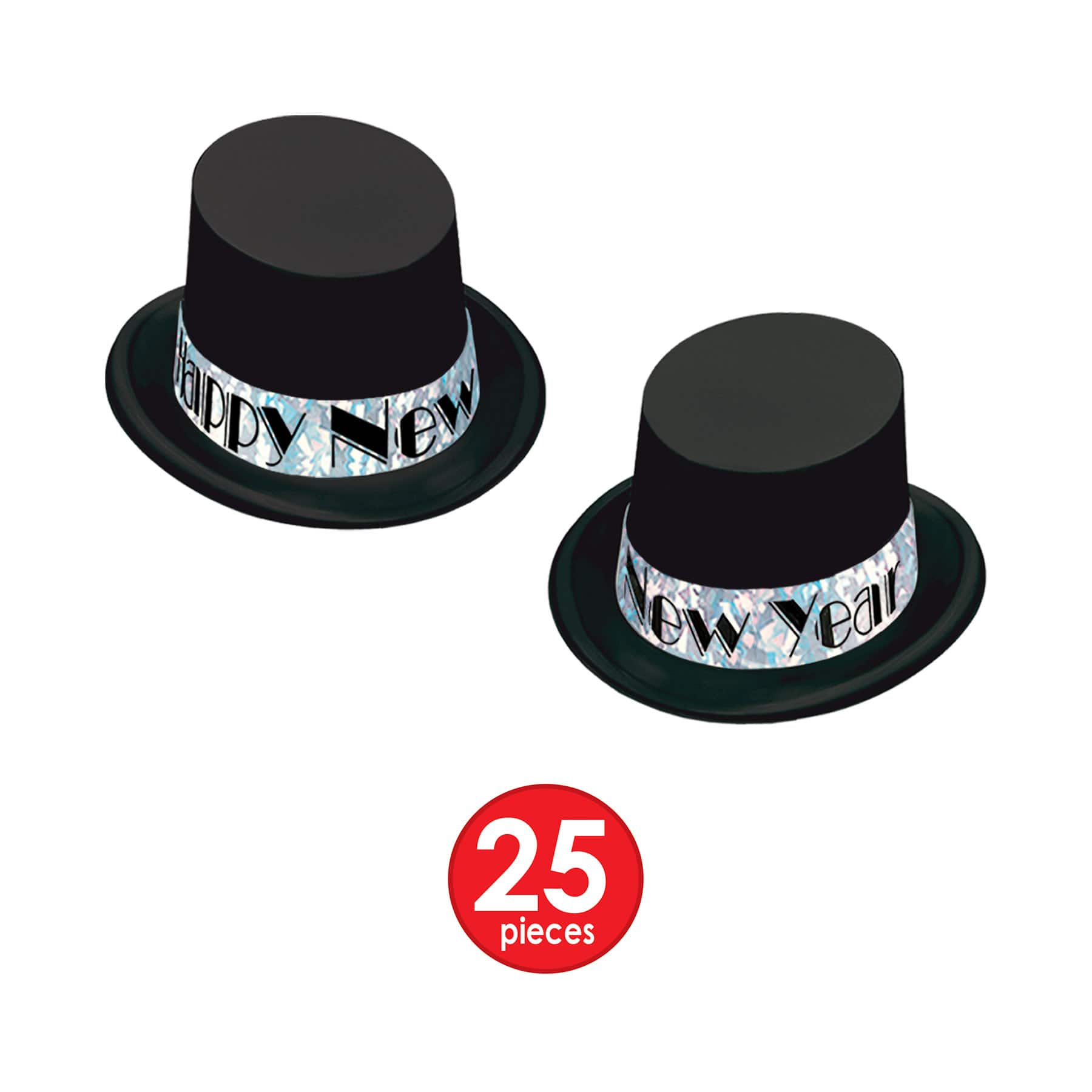 Beistle Black & Silver New Year Top Hat Party Favor Kit for 50