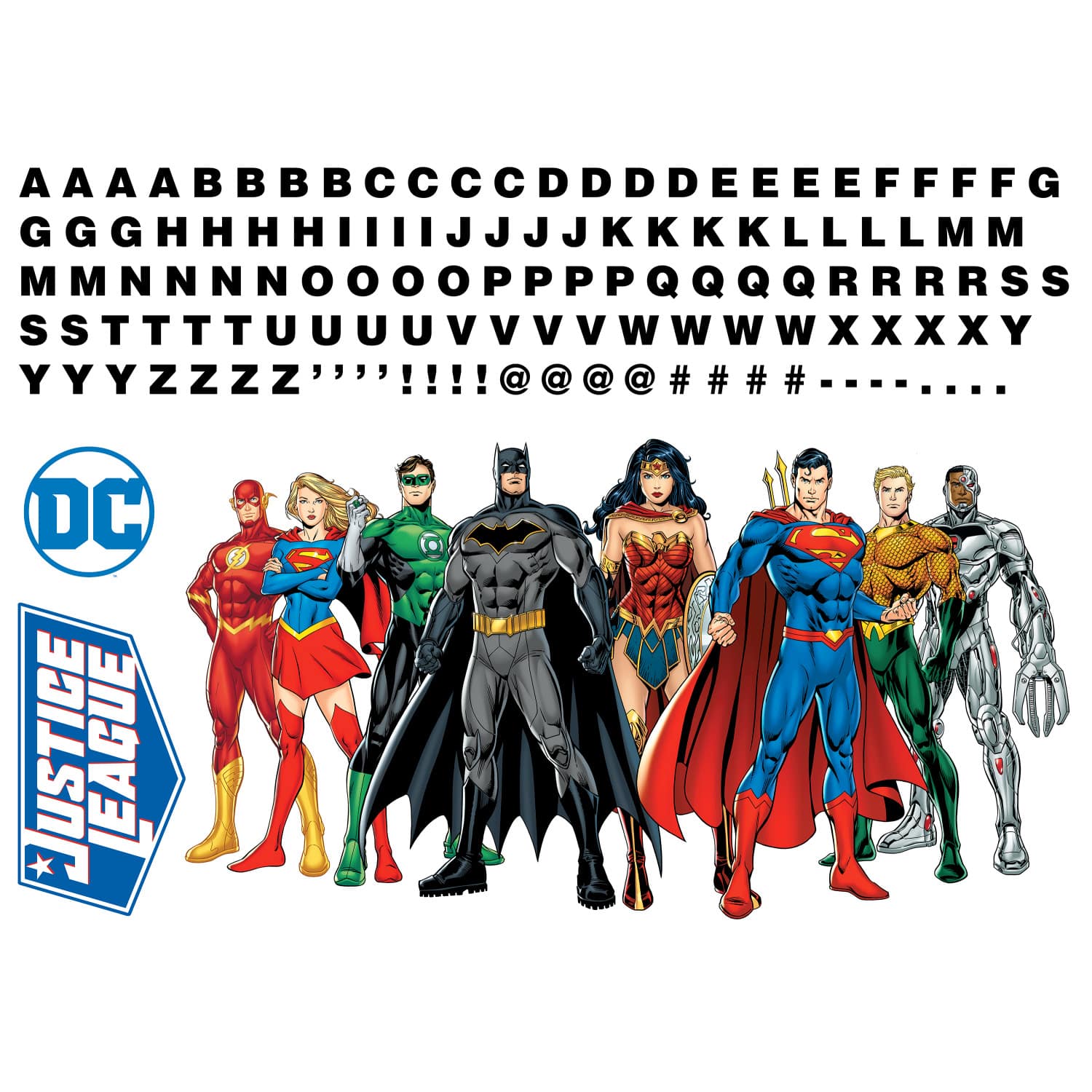 RoomMates Justice League Peel & Stick Giant Wall Decal Set with Alphabet​