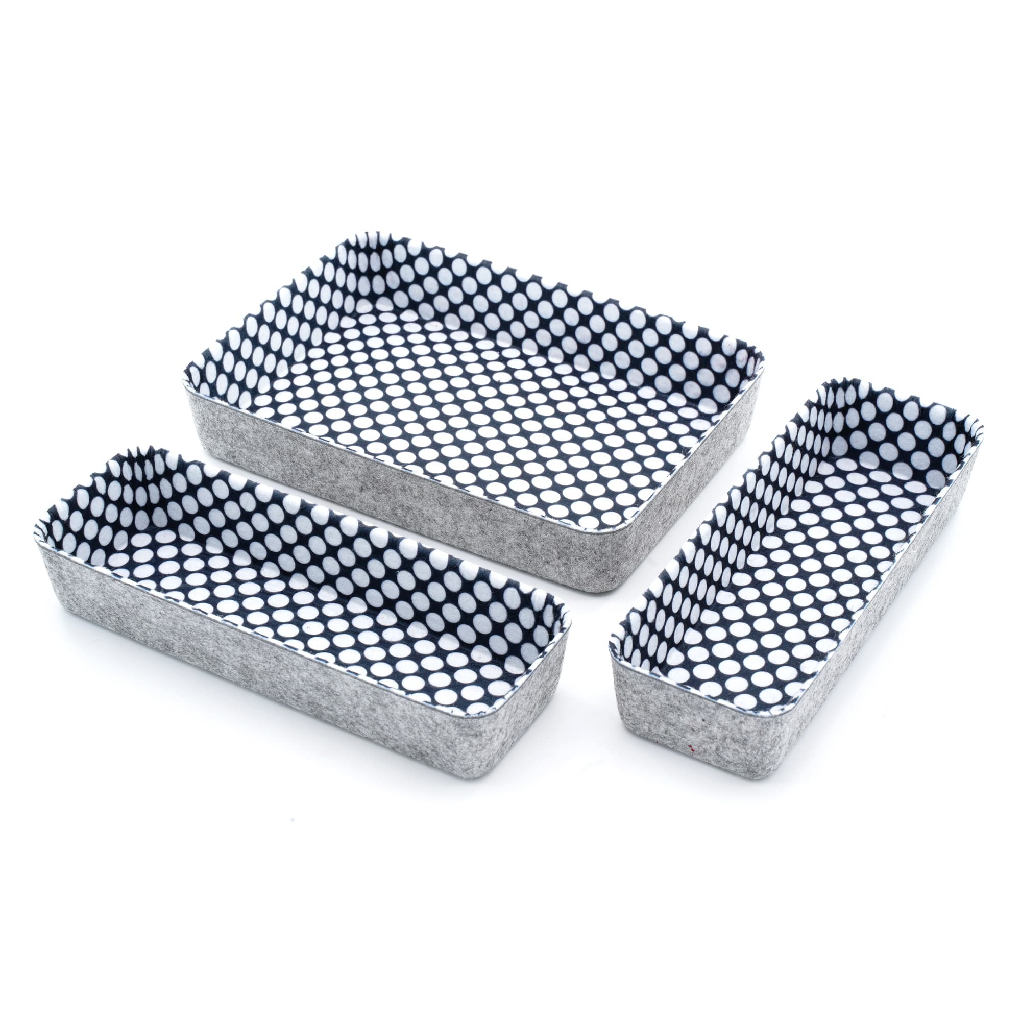 Welaxy Felt 3 Piece Polka Dot Drawer Organizer Set