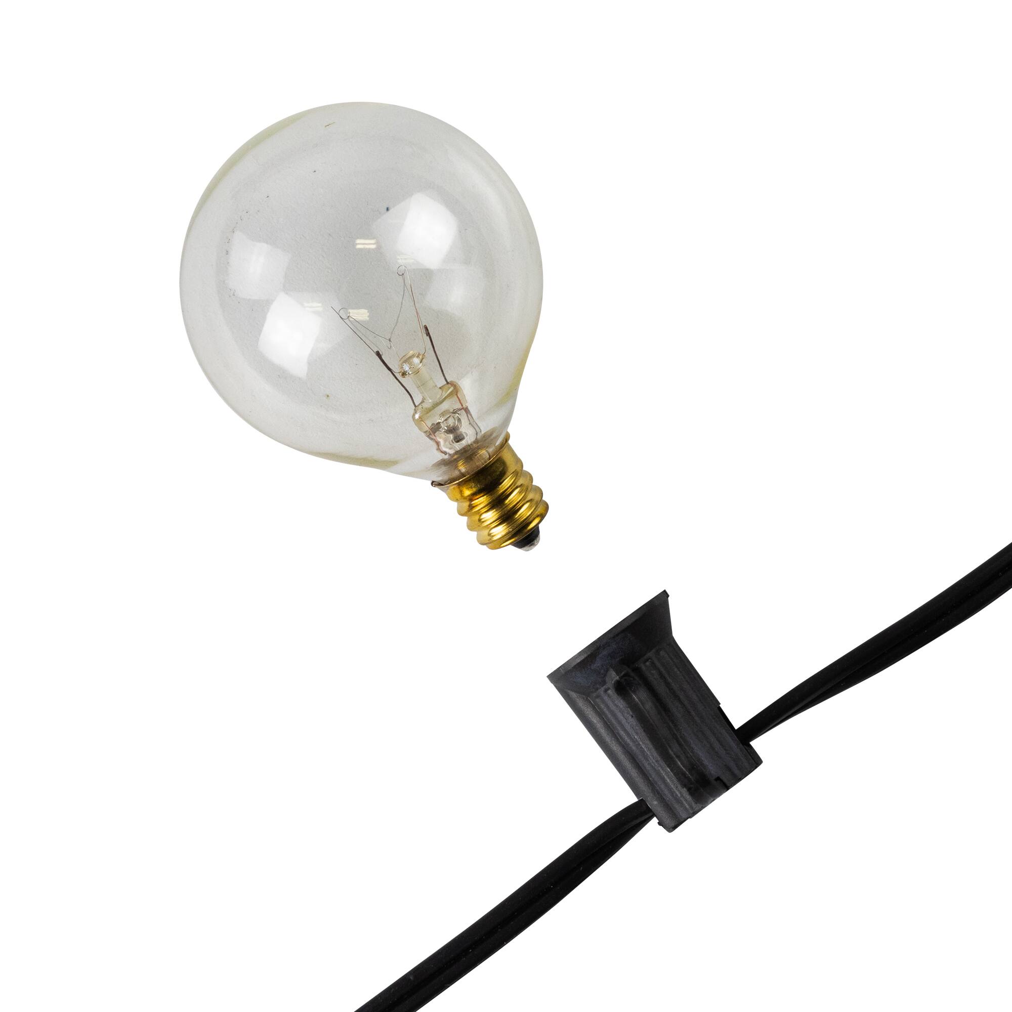G50 Globe Christmas Light Set - Clear - 9' Black Wire -10ct
