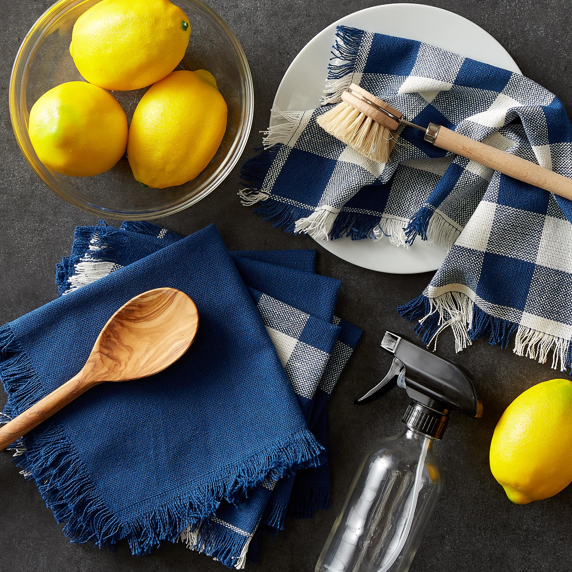 DII® Assorted Navy Heavyweight Fringed Dishcloth (Set of 6)