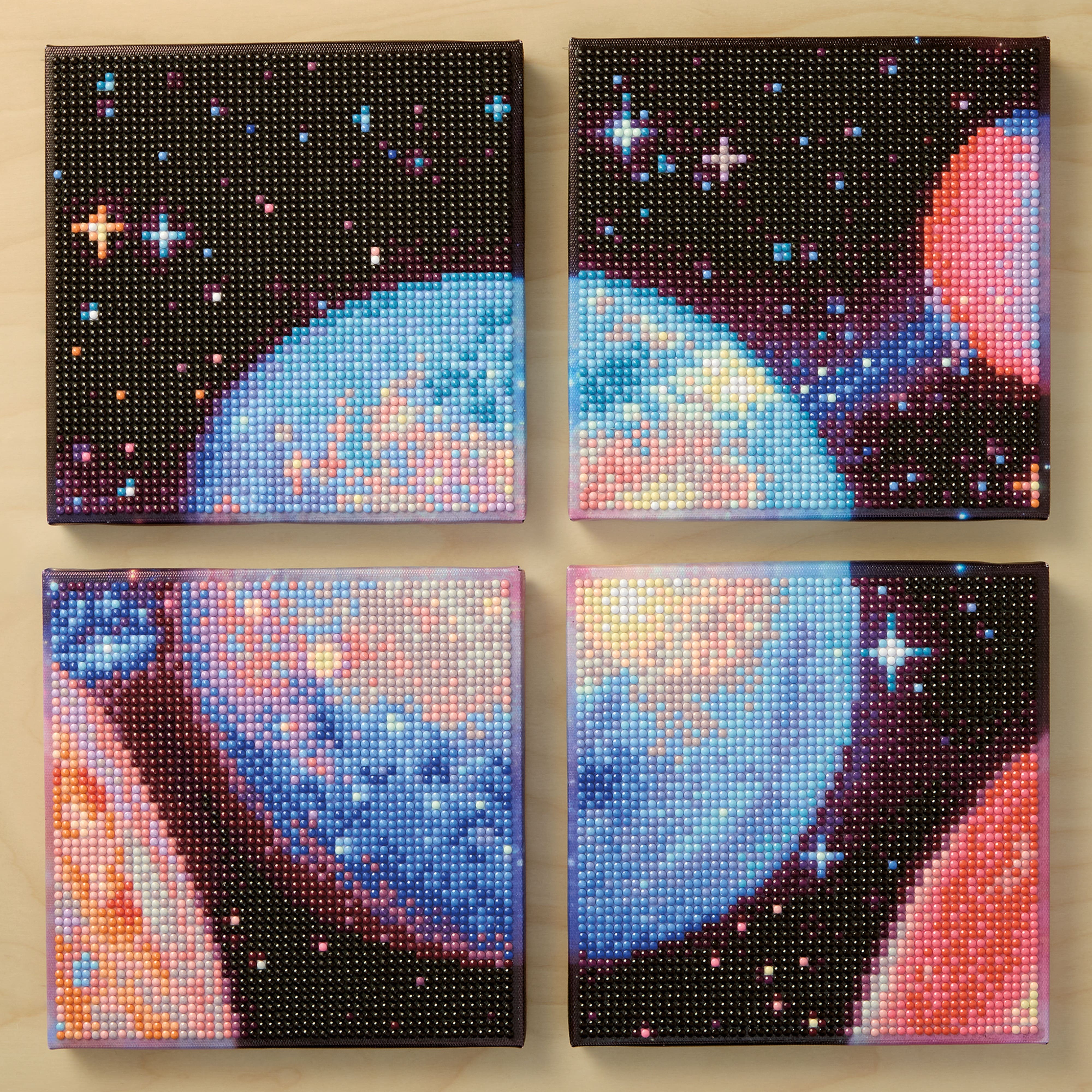 6" x 6" Planets 4-Piece Stretched Canvas Diamond Art Kit by Make Market®