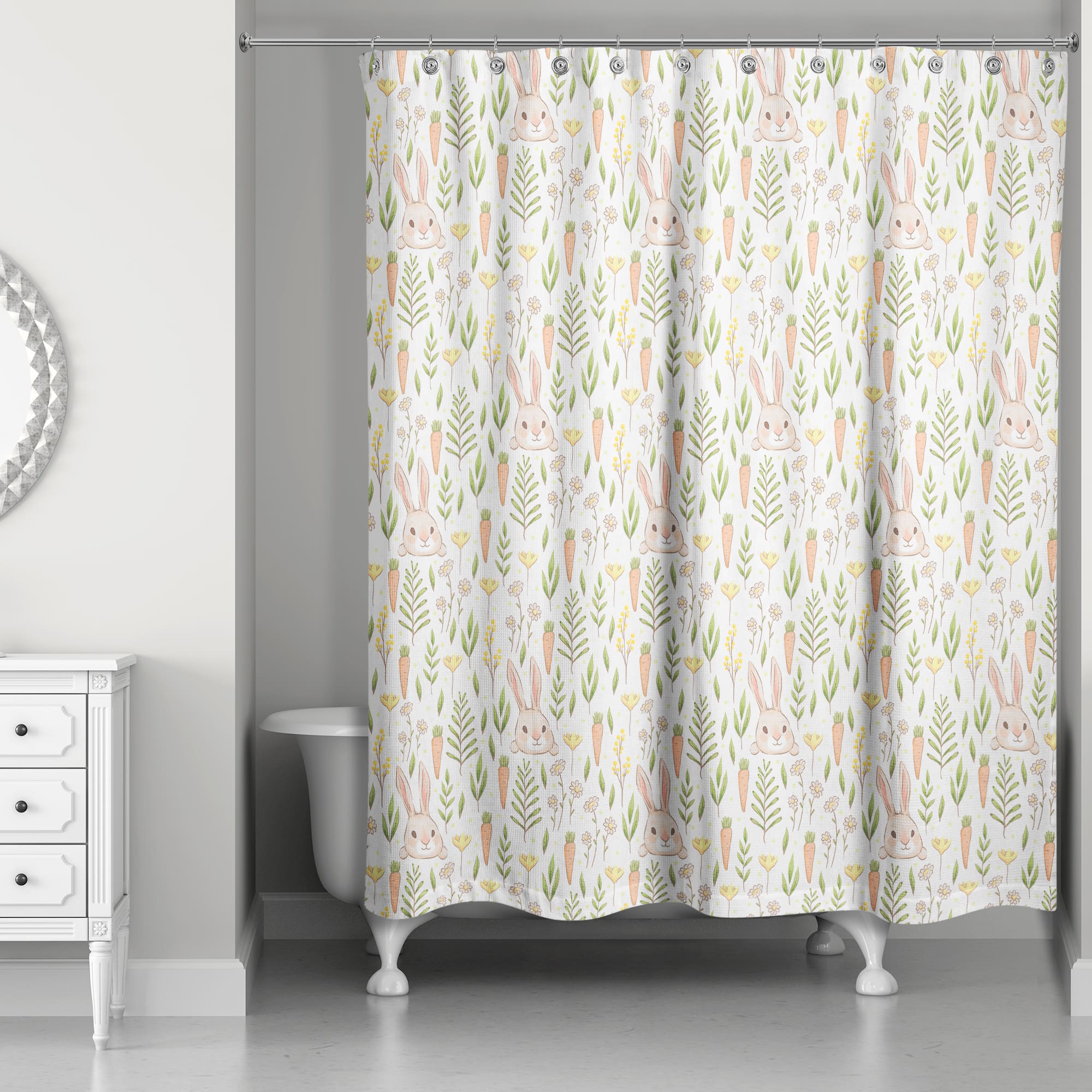 Bunny And Carrot Pattern Shower Curtain 71" x 74" Shower Curtain