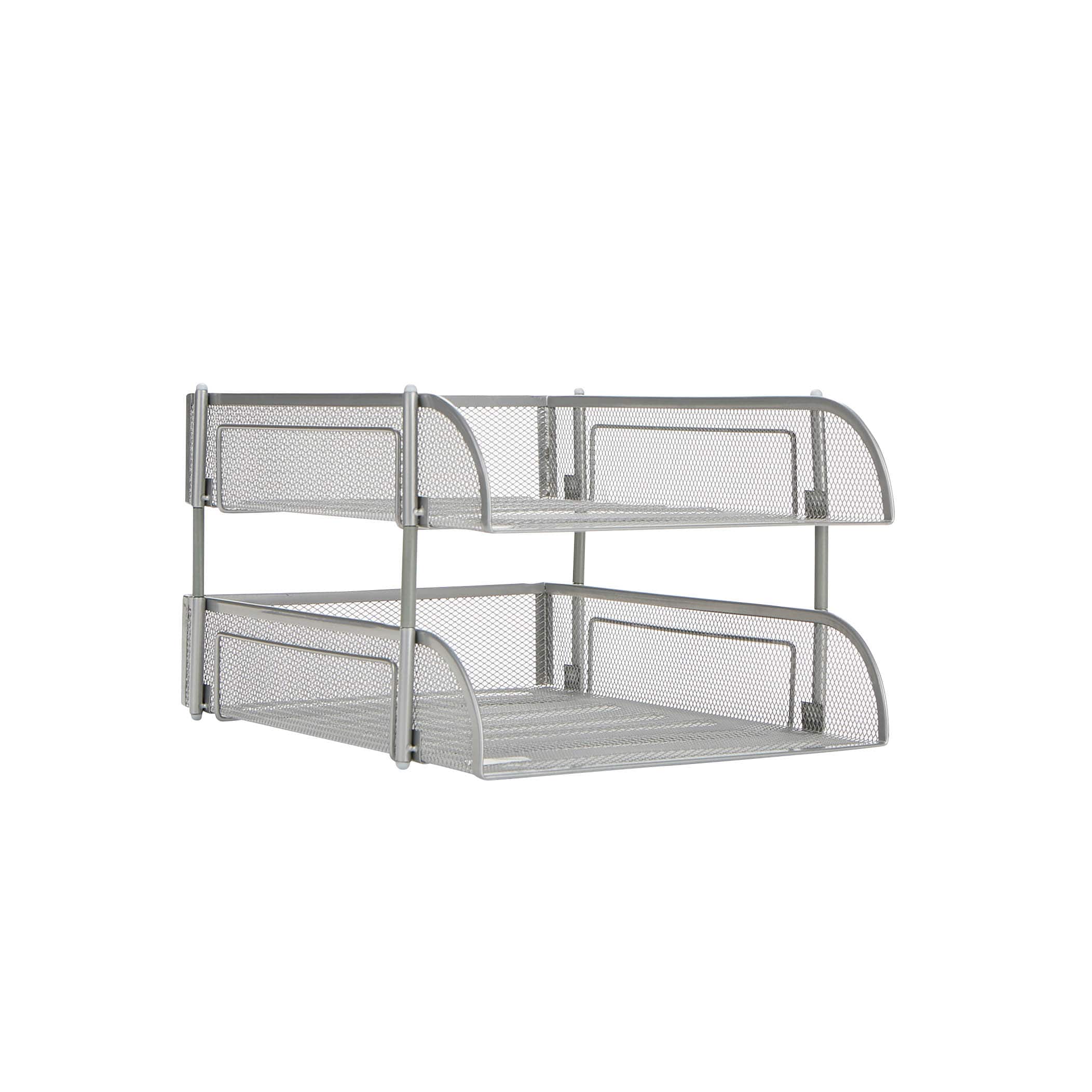Mind Reader Silver 2 Piece Stackable Metal Mesh Letter Tray
