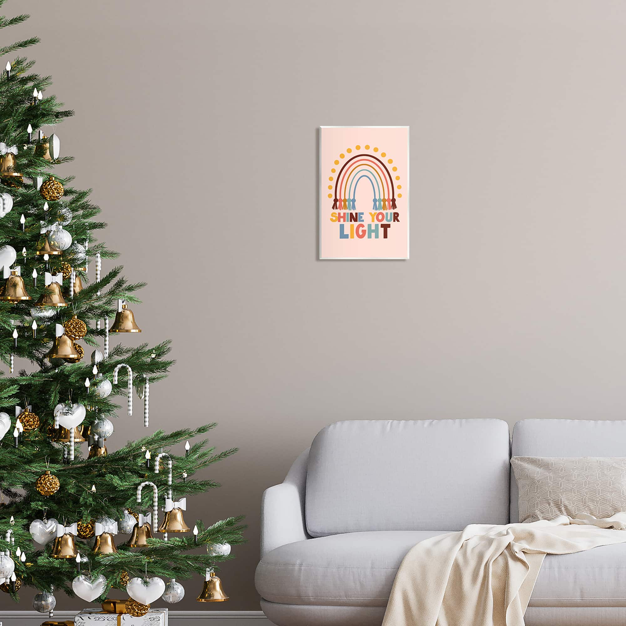 Stupell Industries Shine Your Light Hanukkah Rainbow Wall Plaque Art