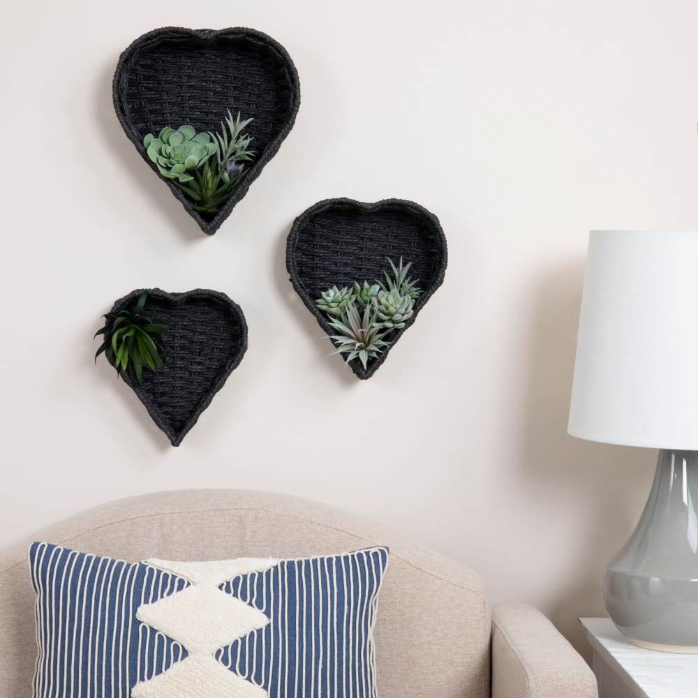 Household Essentials Nesting Paper Rope Heart Basket Set