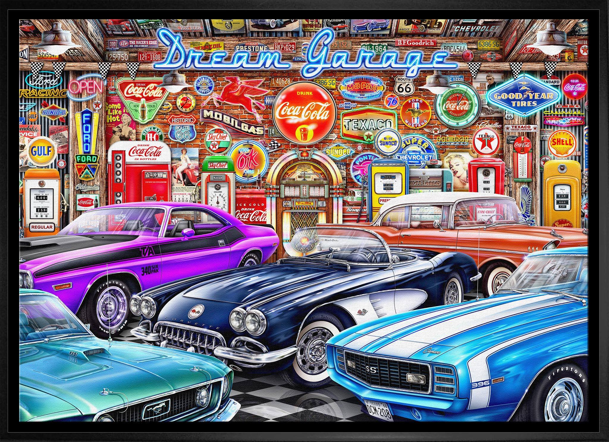 Dream Garage 20" x 29" Framed Canvas By Michel Fishel 31.5" x 22.5"