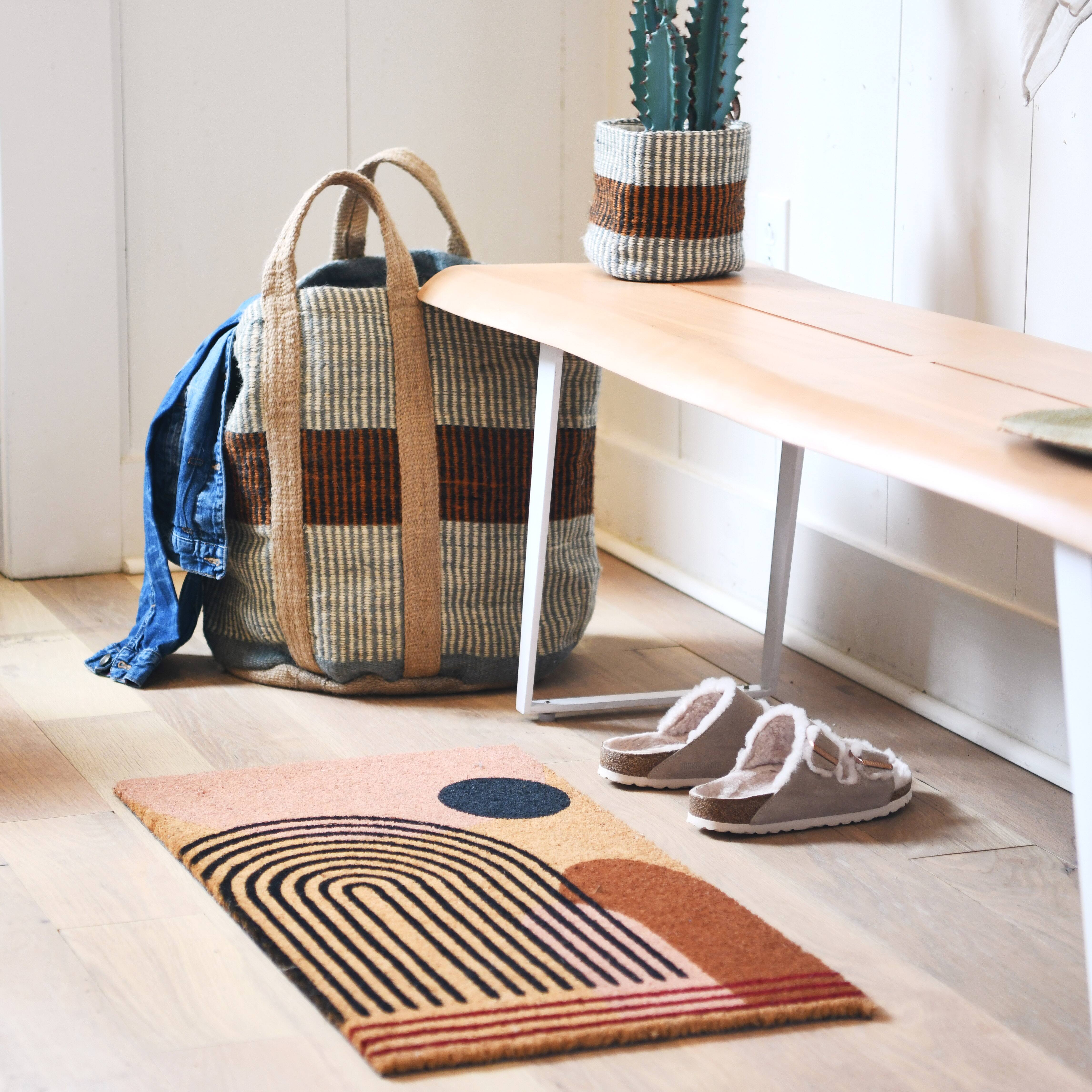 Hello Honey® Rust Striped Woven Jute Basket with Liner Set