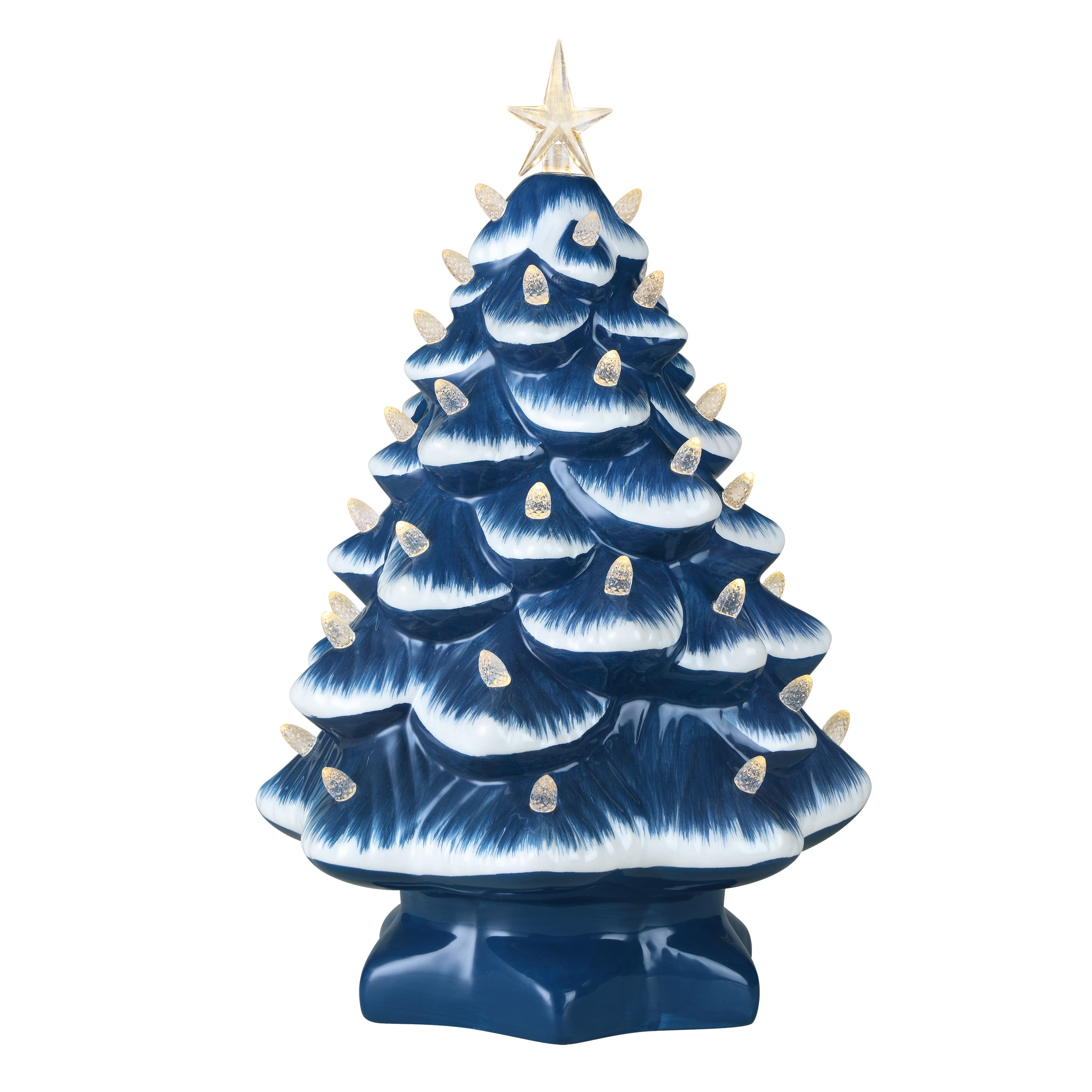 Mr. Christmas 14" Blue with White Bulbs Nostalgic Ceramic Tree