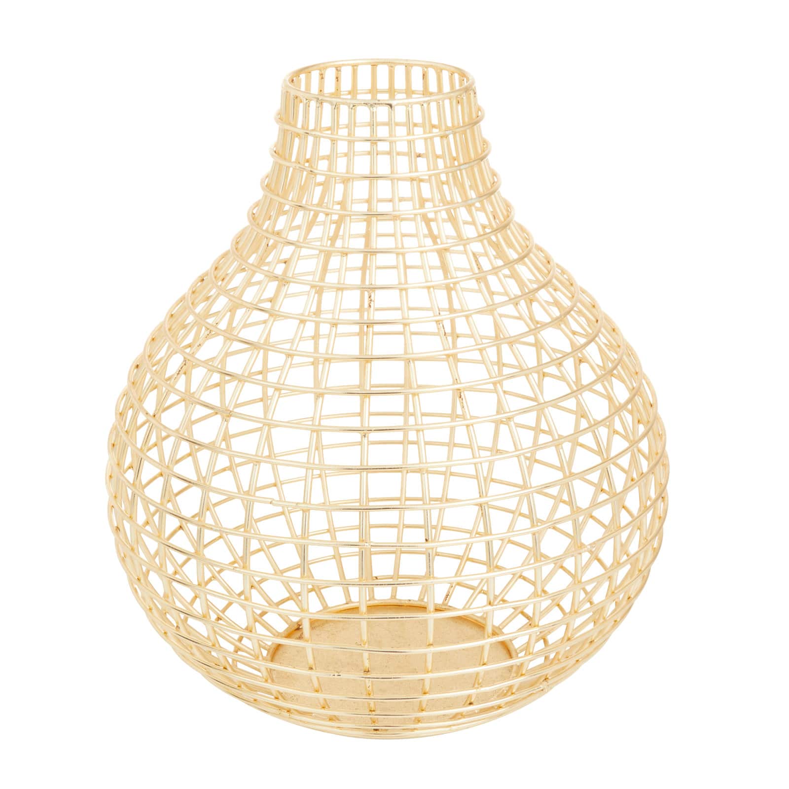 CosmoLiving by Cosmopolitan Gold Iron Modern Vase, 14" x 13" x 13"