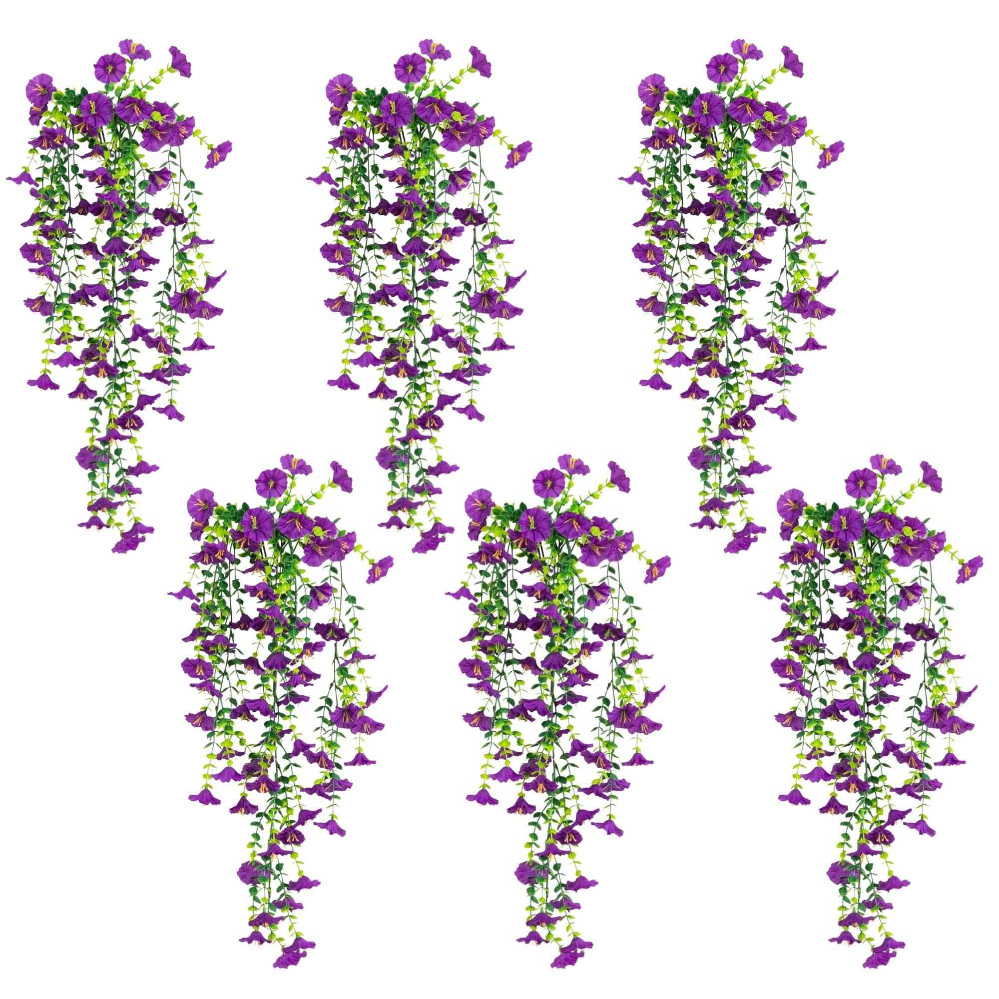 30" UV Resistant Artificial Morning Glory Hanging Plants, 6ct.