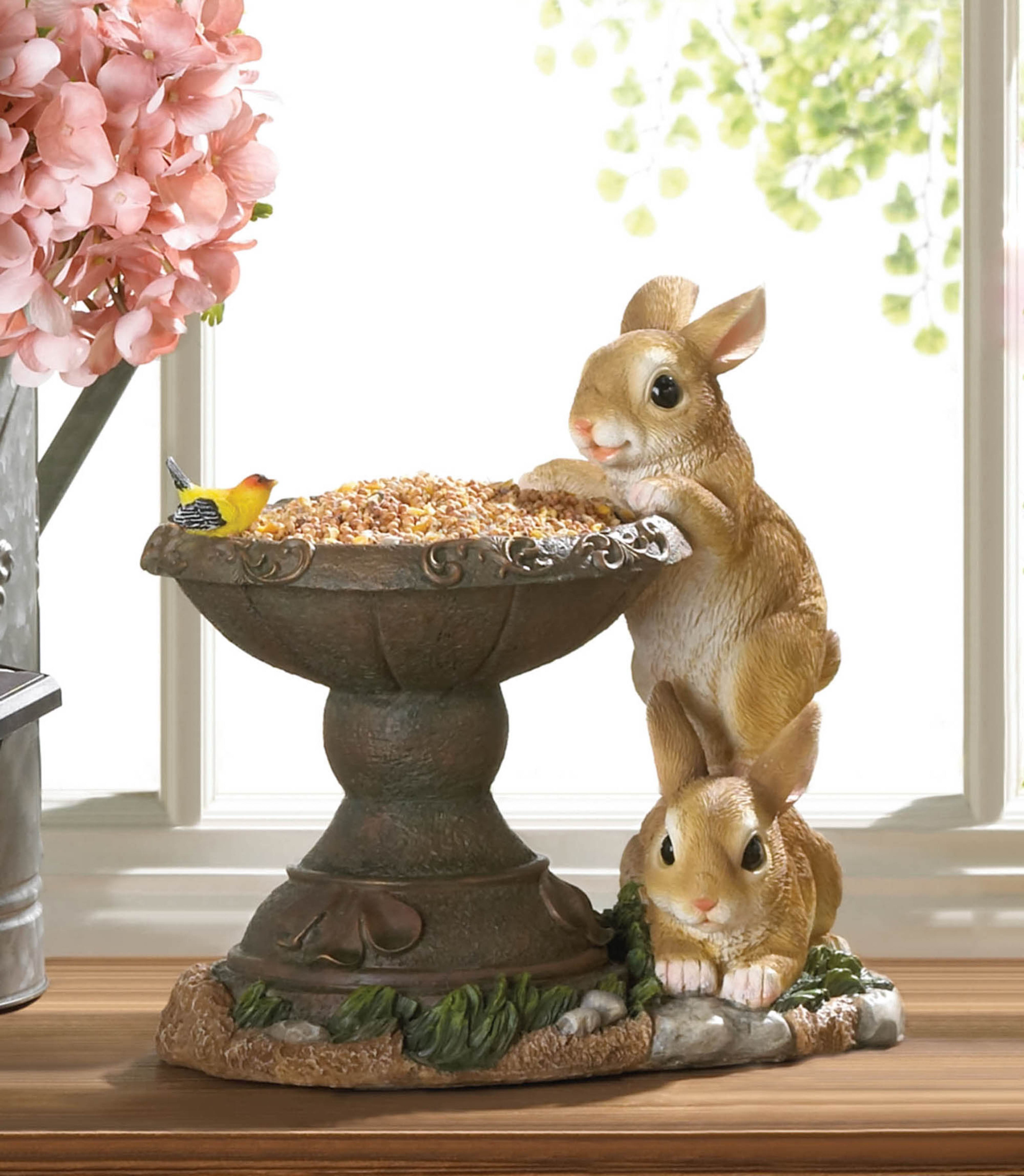 10.5'' Playful Bunnies Bird Feeder