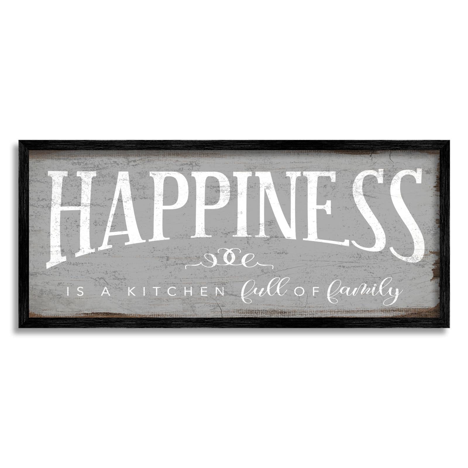 Stupell Industries Happiness is A Full Kitchen Phrase Distressed Paint Framed Wall Art