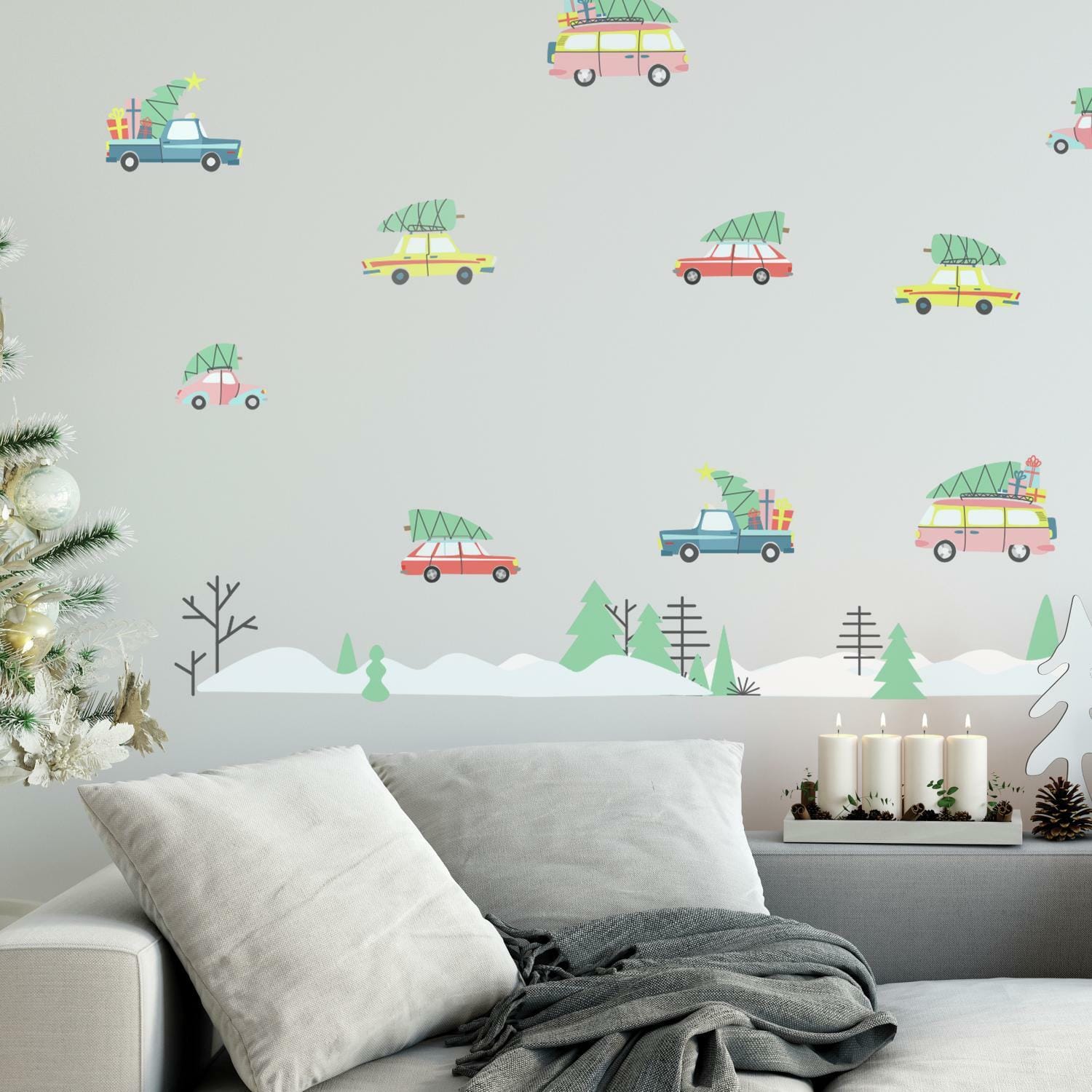RoomMates Retro Christmas Cars Peel & Stick Wall Decals