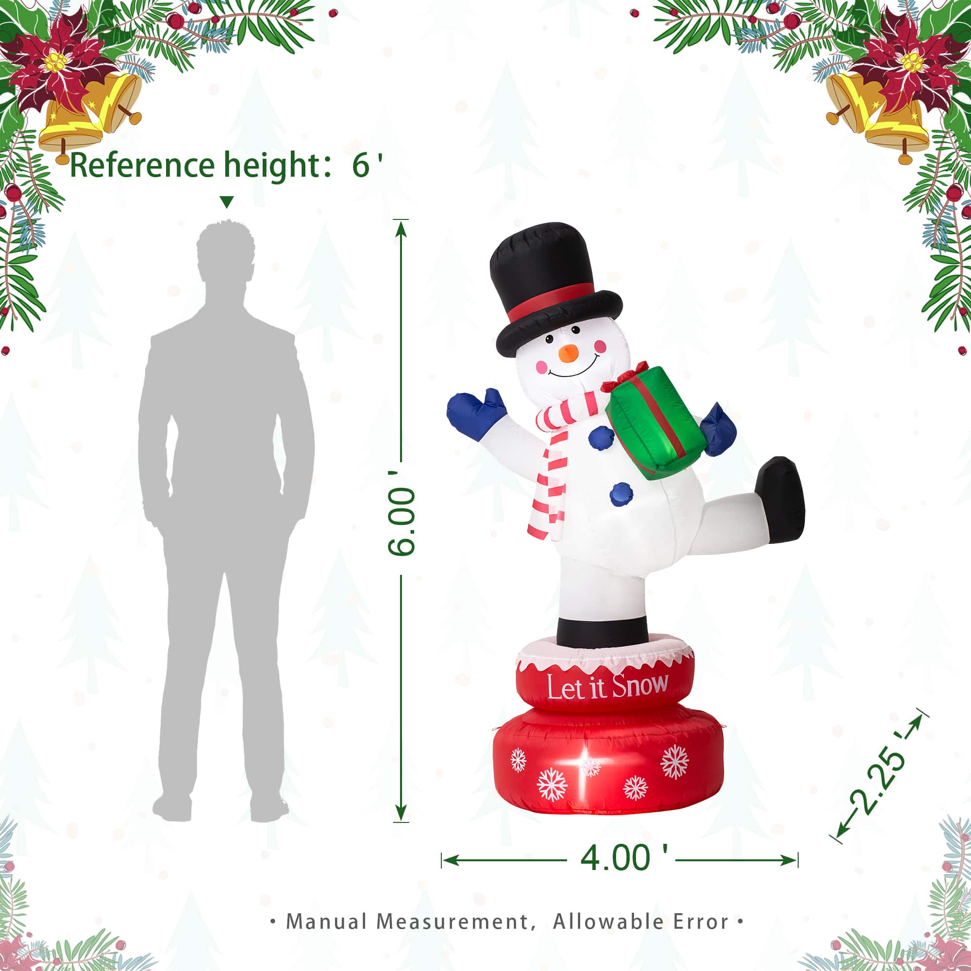 Glitzhome® 6ft. Lighted Inflatable Rotating Snowman Décor