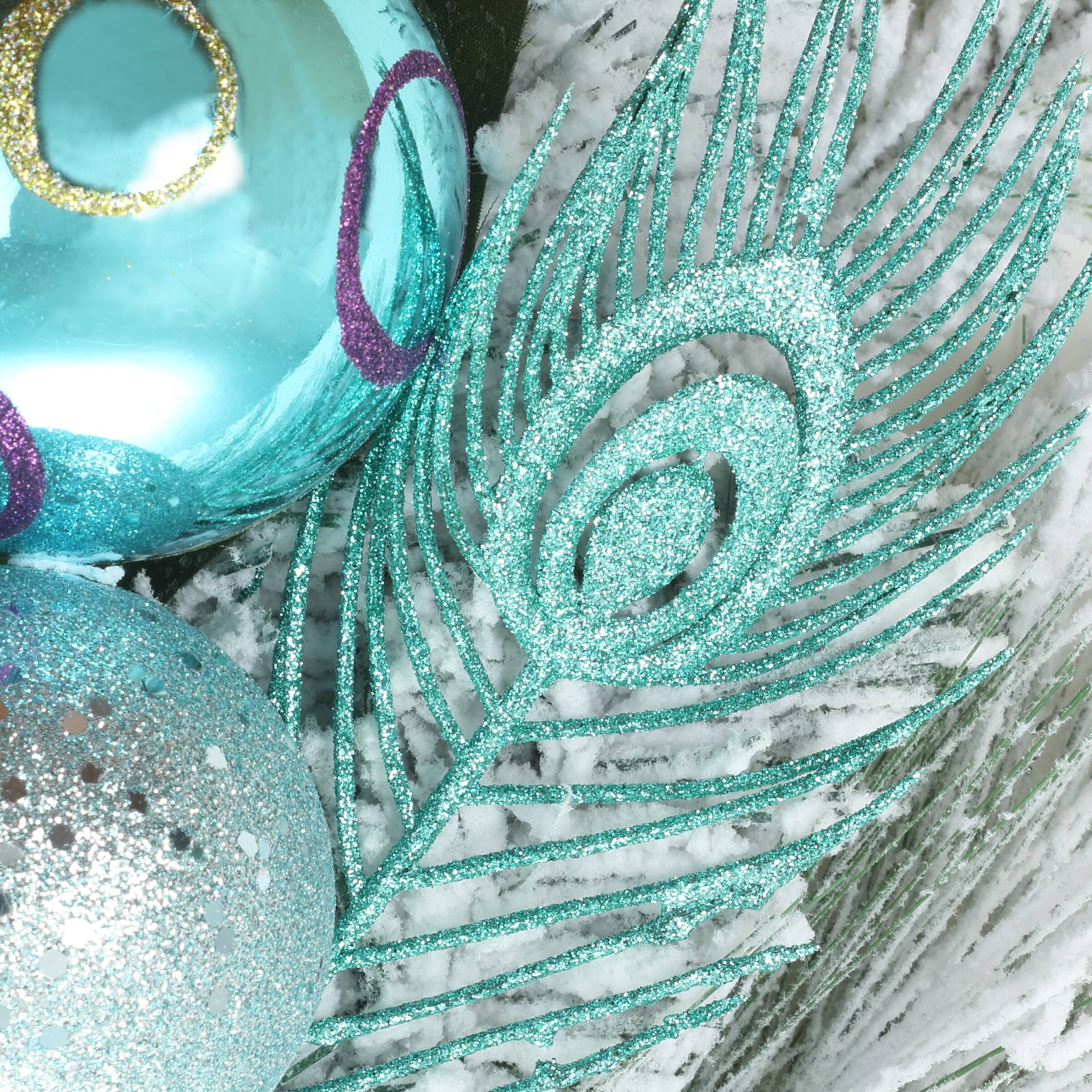 Snowy Pine & Ornament Spray