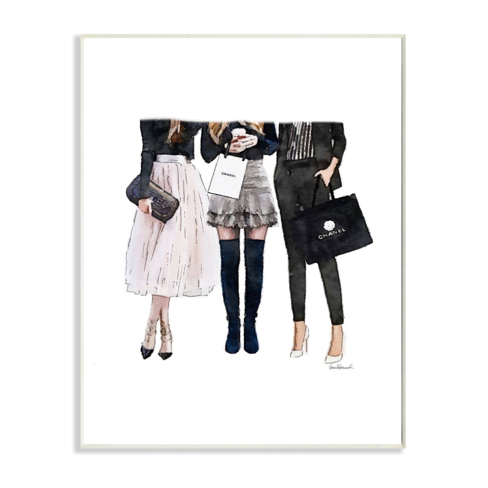 Stupell Industries Fashion Models Glam Brands Watercolor Wood Wall Plaque