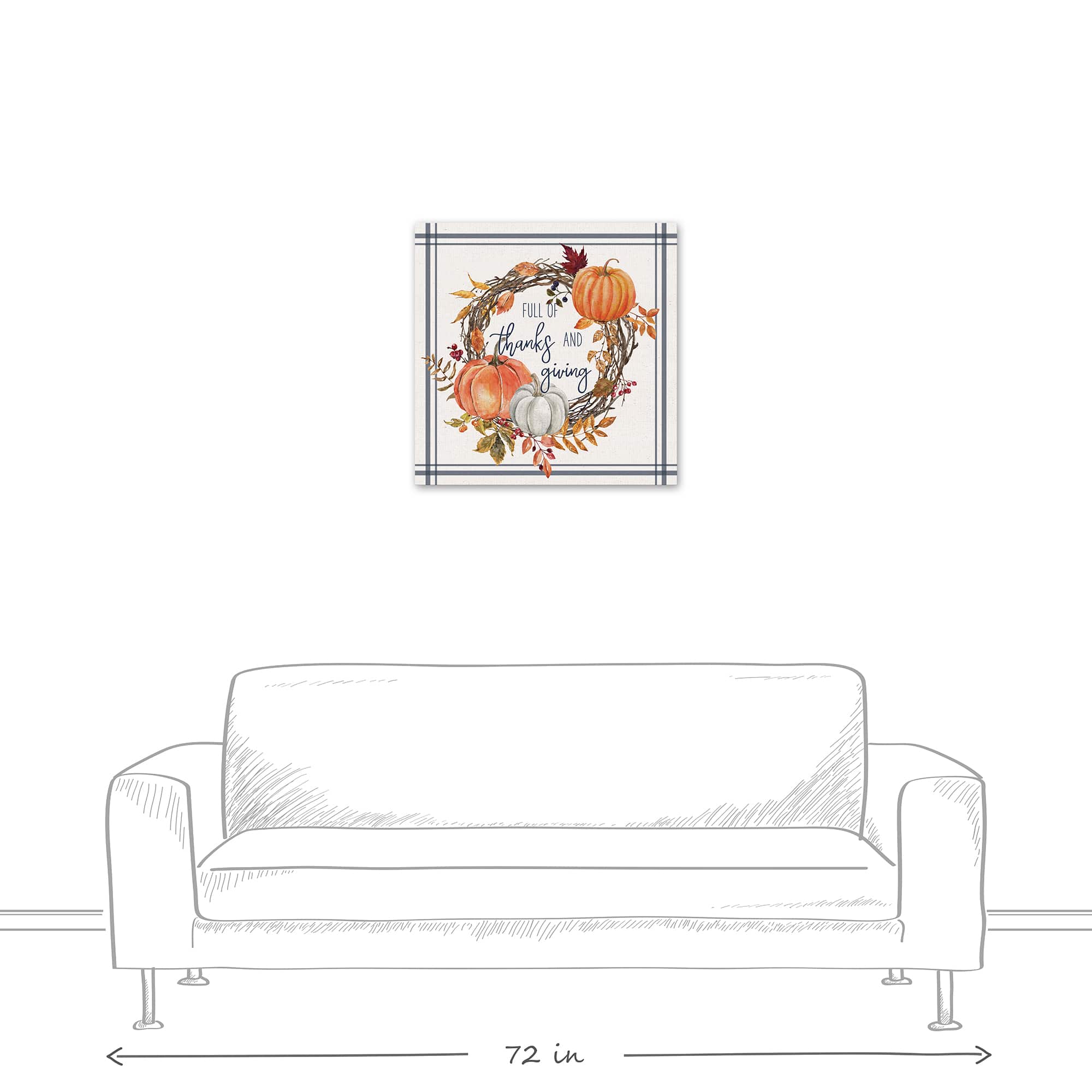 Thanks And Giving Fall Wreath Canvas Wall Art
