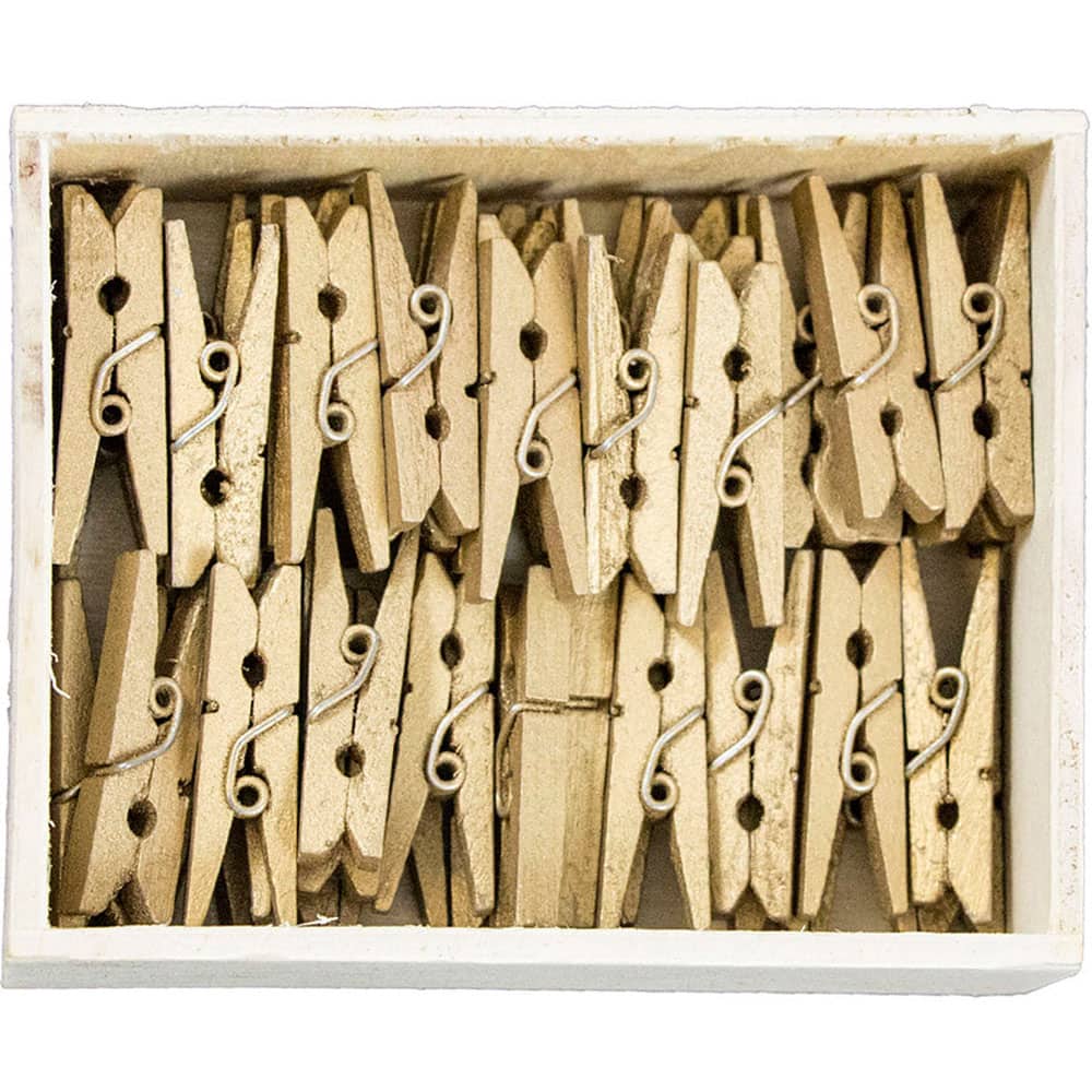 JAM Paper 1.125" Gold Wood Clip Clothespins, 50ct.