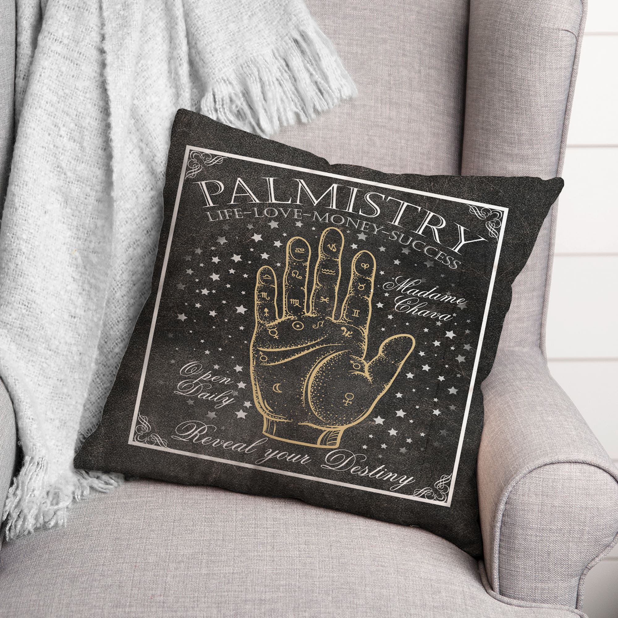 Palmistry Sign 4 18" x 18" Throw Pillow