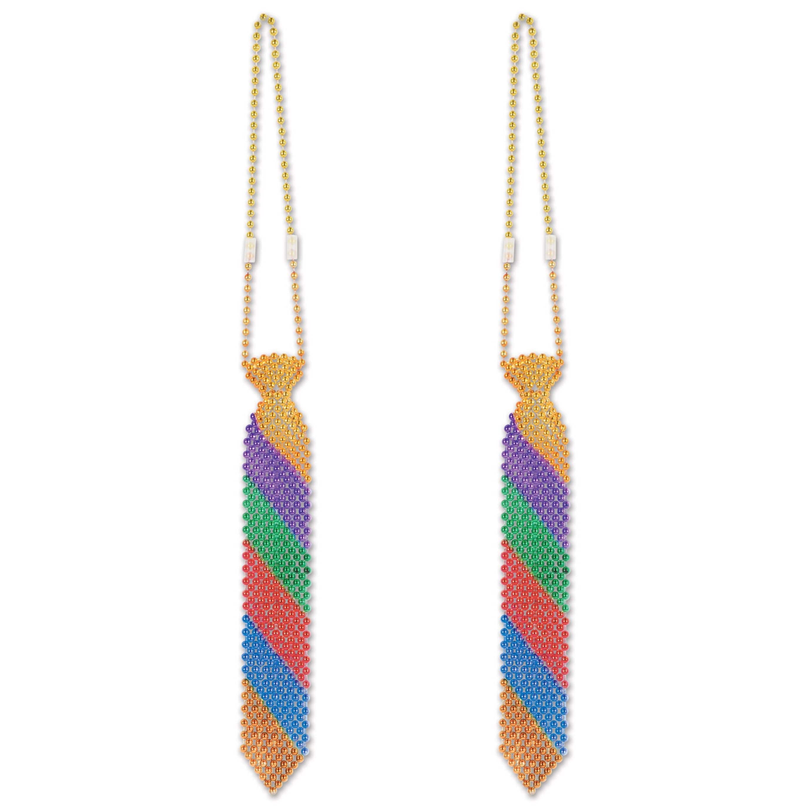 Beistle 13" Beaded Rainbow Ties, 2ct.