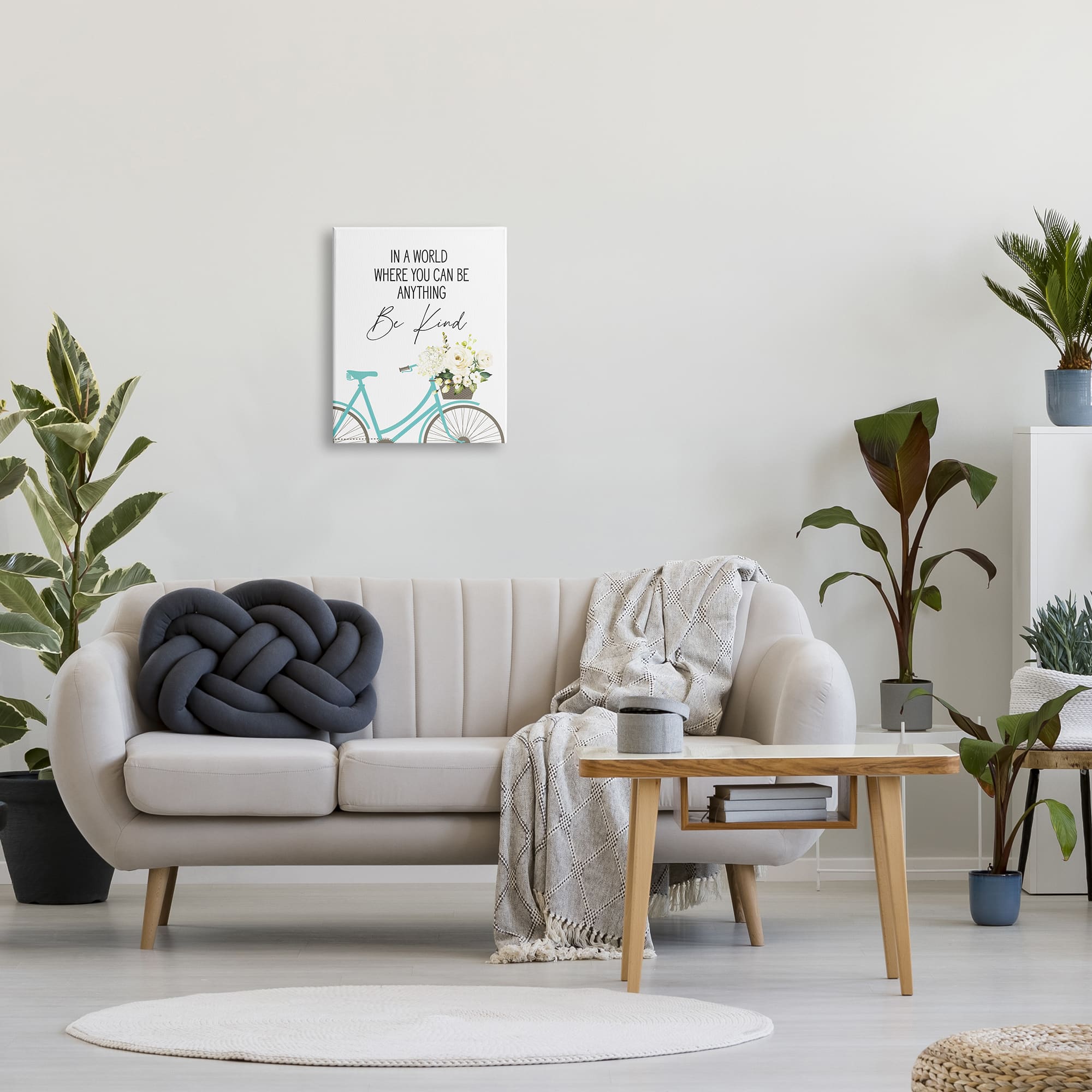 Stupell Industries Be Kind Bicycle & Flowers Canvas Wall Art