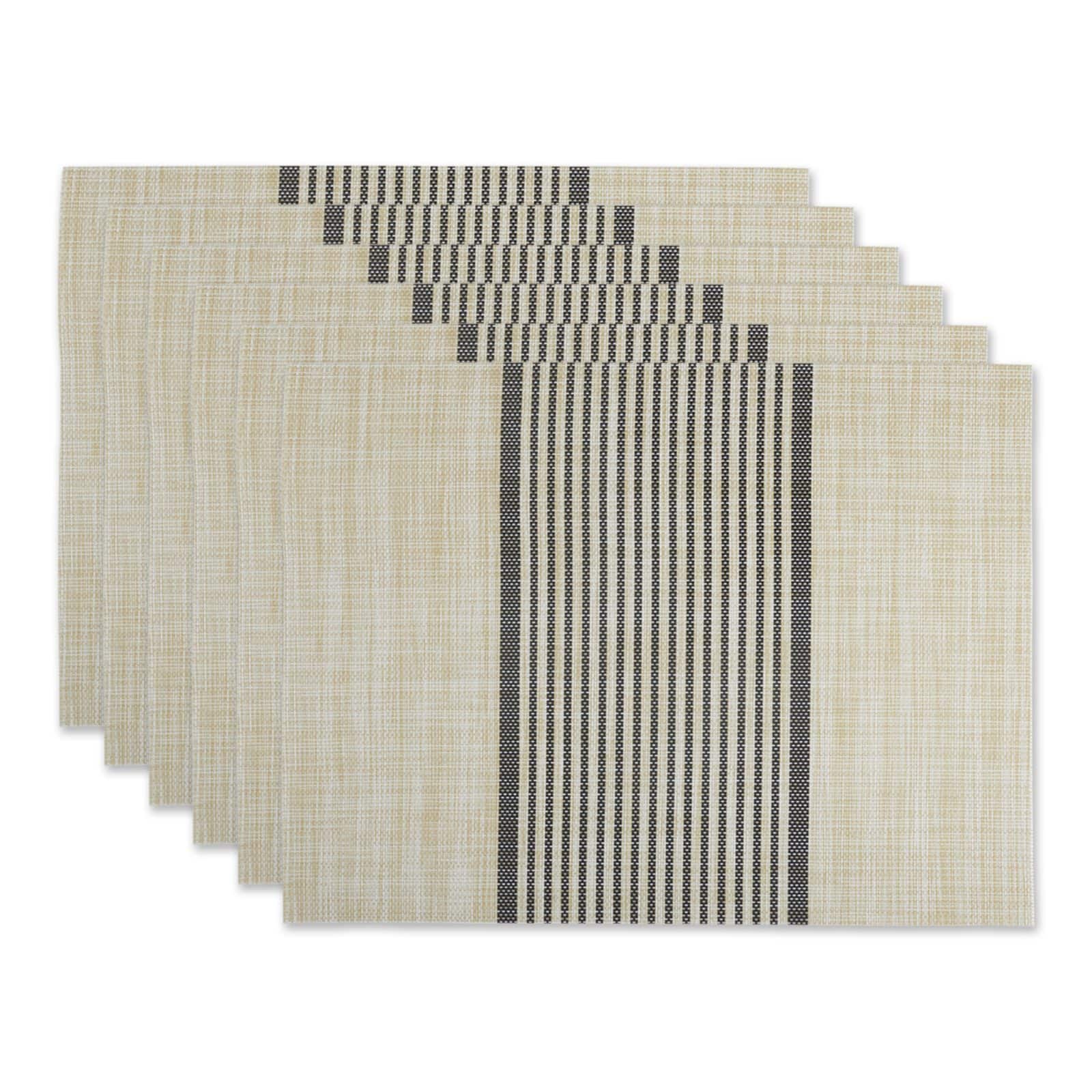 DII® Black Middle Stripe PVC Woven Placemat, 6ct.