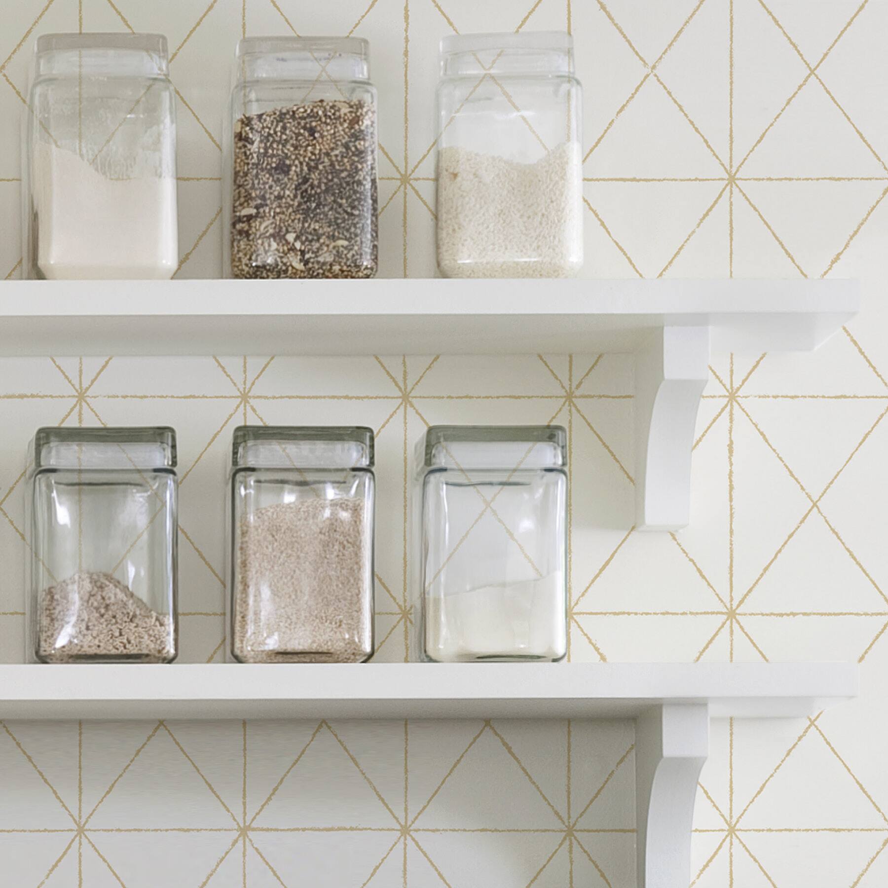 Wallpops White & Gold Get In Line Peel & Stick Wallpaper
