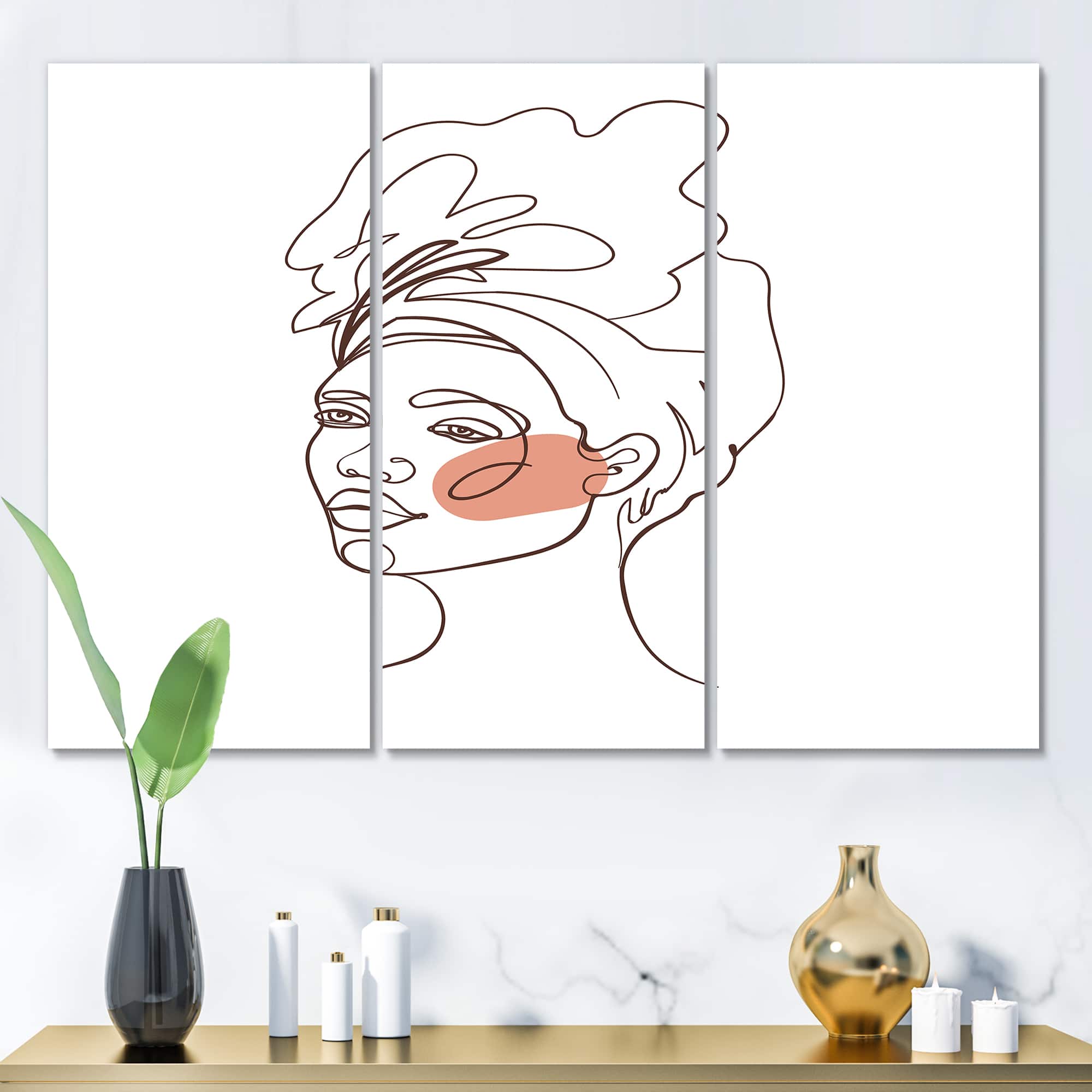 Designart - One Line Portrait of African American Woman III