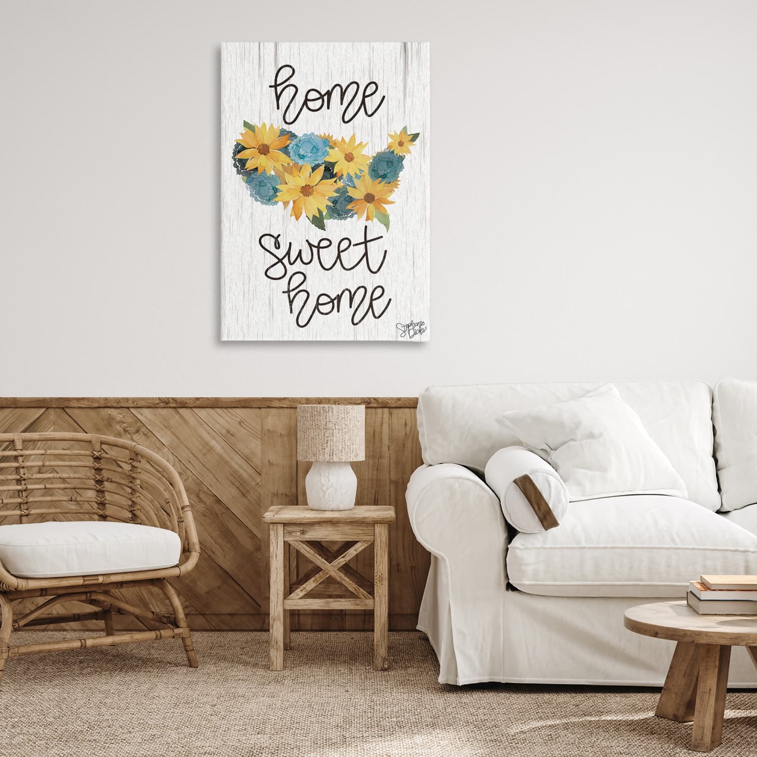 Stupell Industries Floral Americana Phrase Canvas Wall Art
