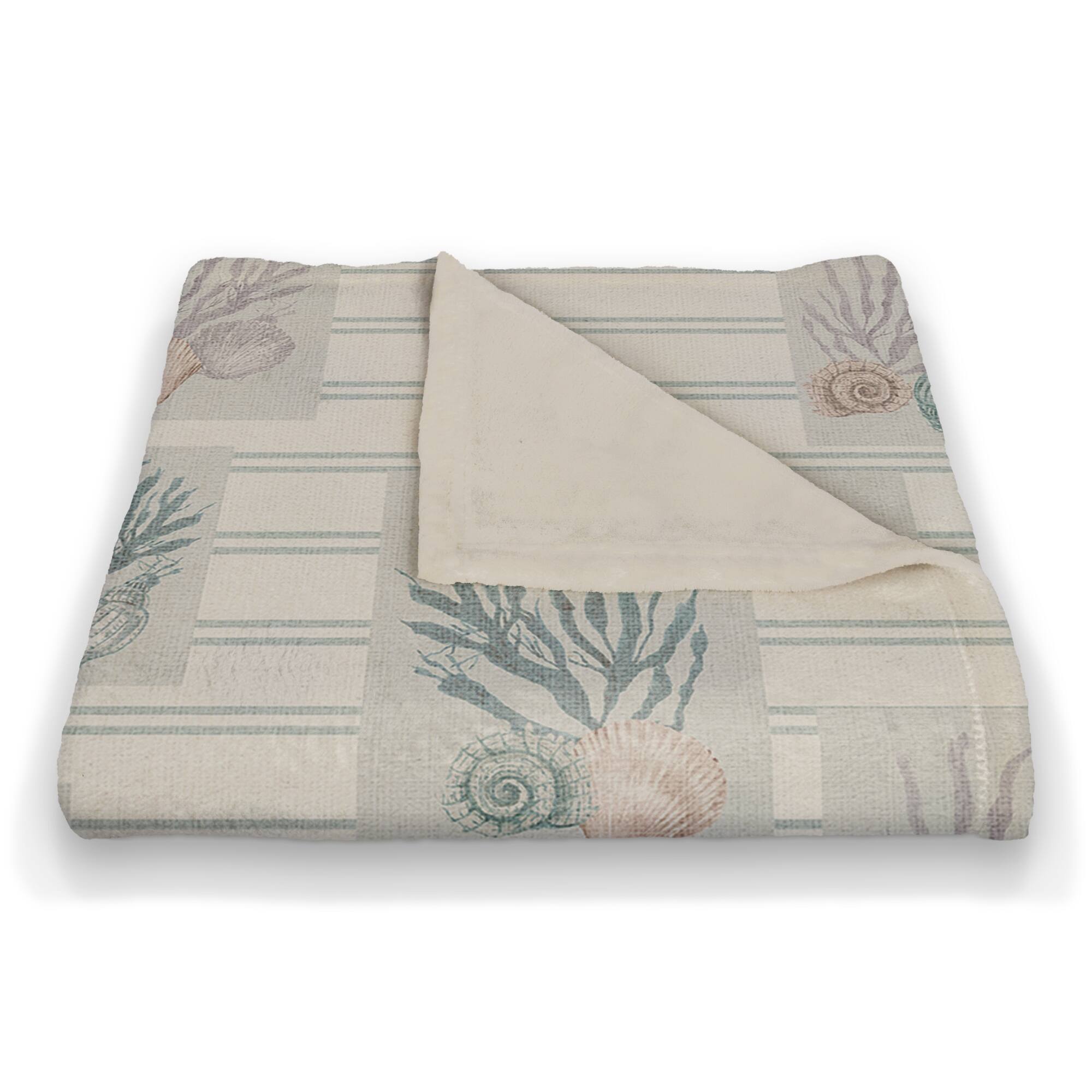 Shell Panels Coral Fleece Blanket