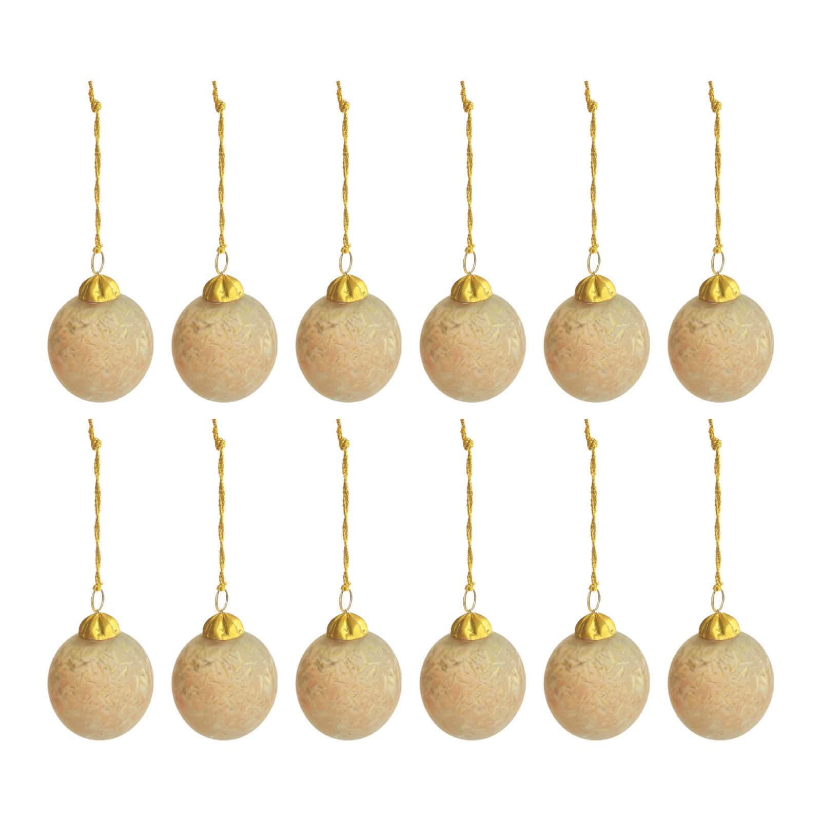 Hello Honey® 12 Pack 4" Matte Pink Glass Ball Ornaments with Embedded Natural Hay