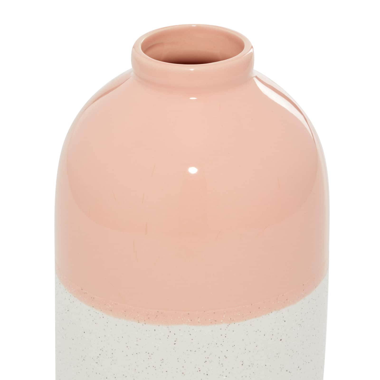 Pink Ceramic Modern Vase, 10" x 6" x 6"