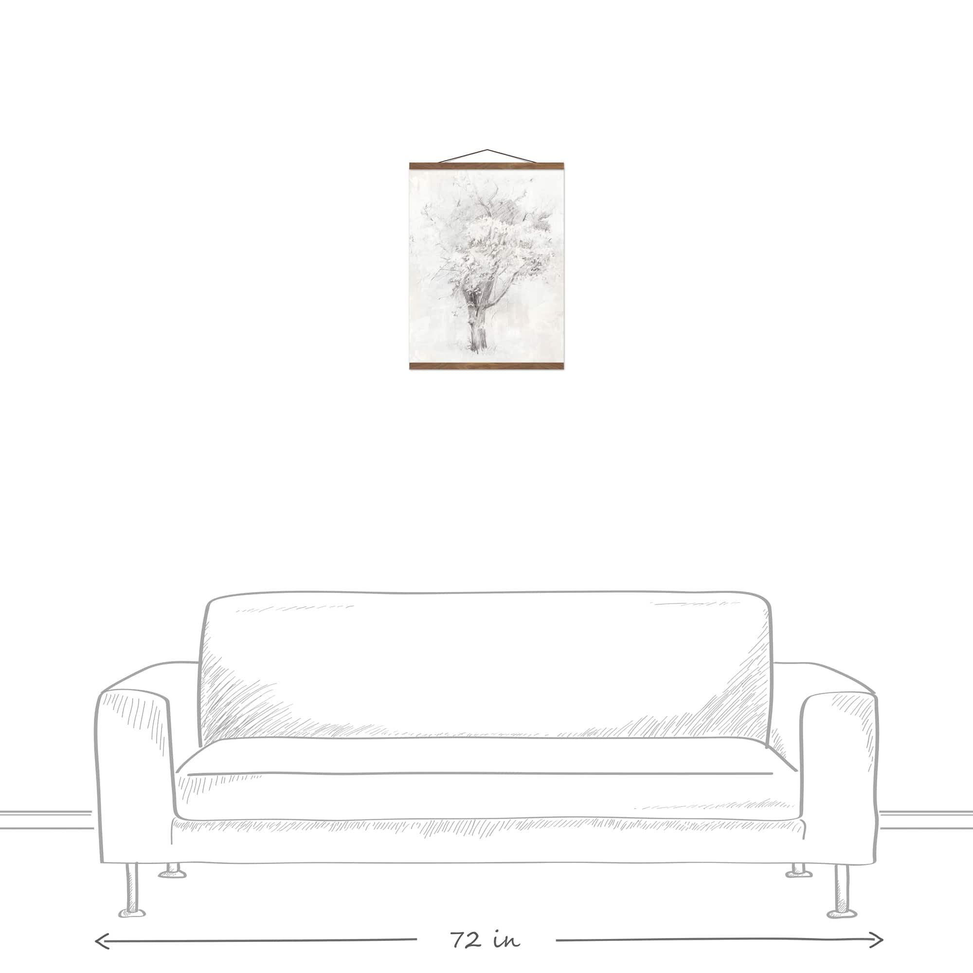 Tree Pencil Drawing Teak Hanging Canvas