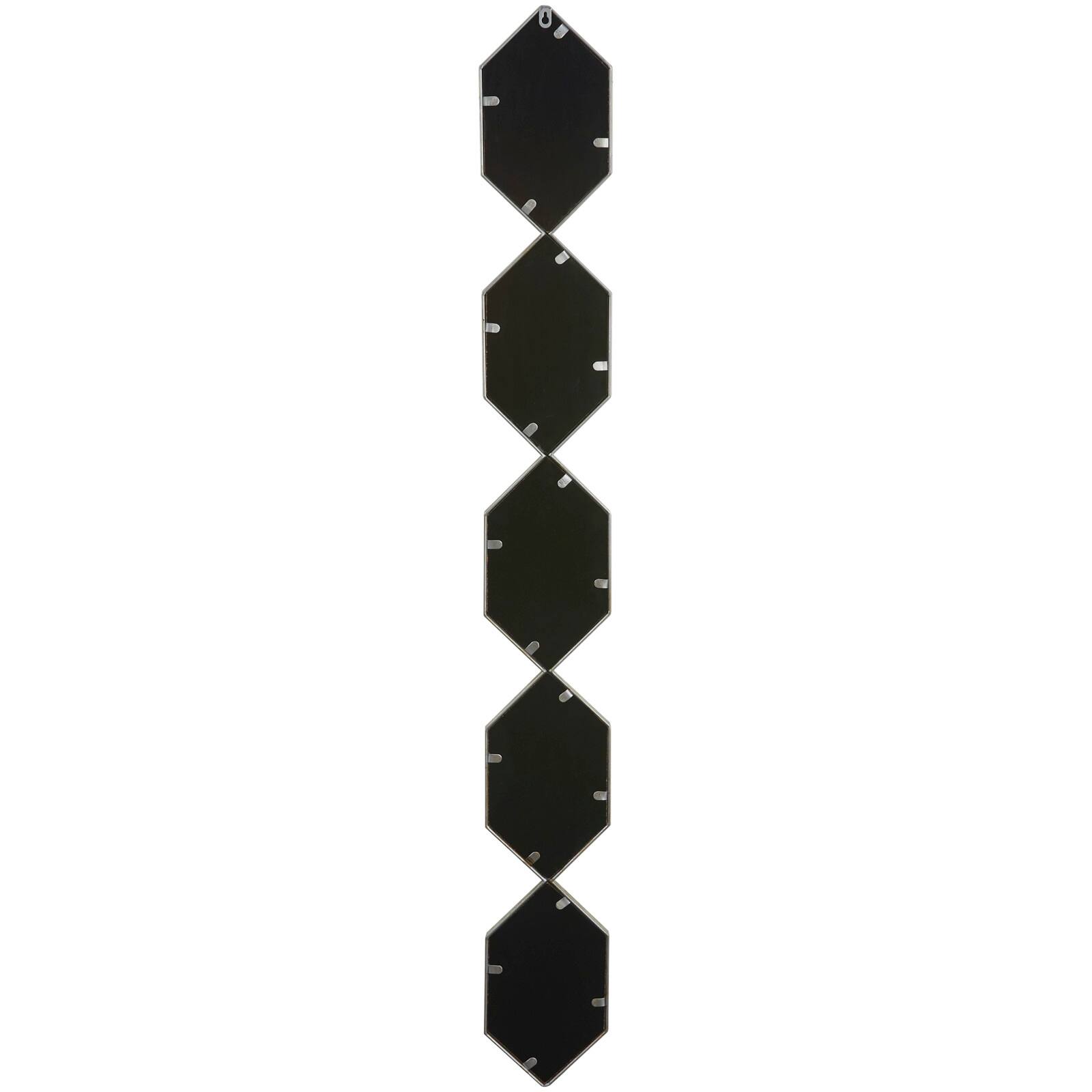 Silver Metal Slim Stacked Chain 5 Layer Wall Mirror with Trellis Pattern 7" x 1" x 59"