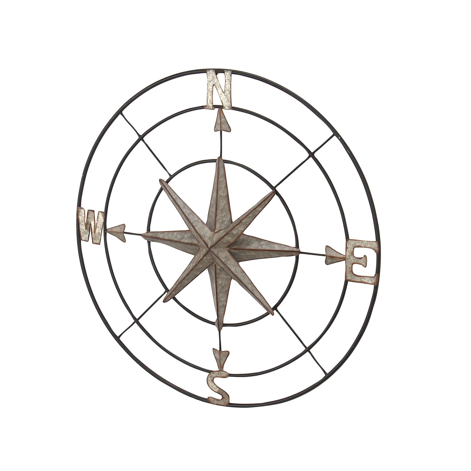 Gray Compass Metal Farmhouse Wall Decor
