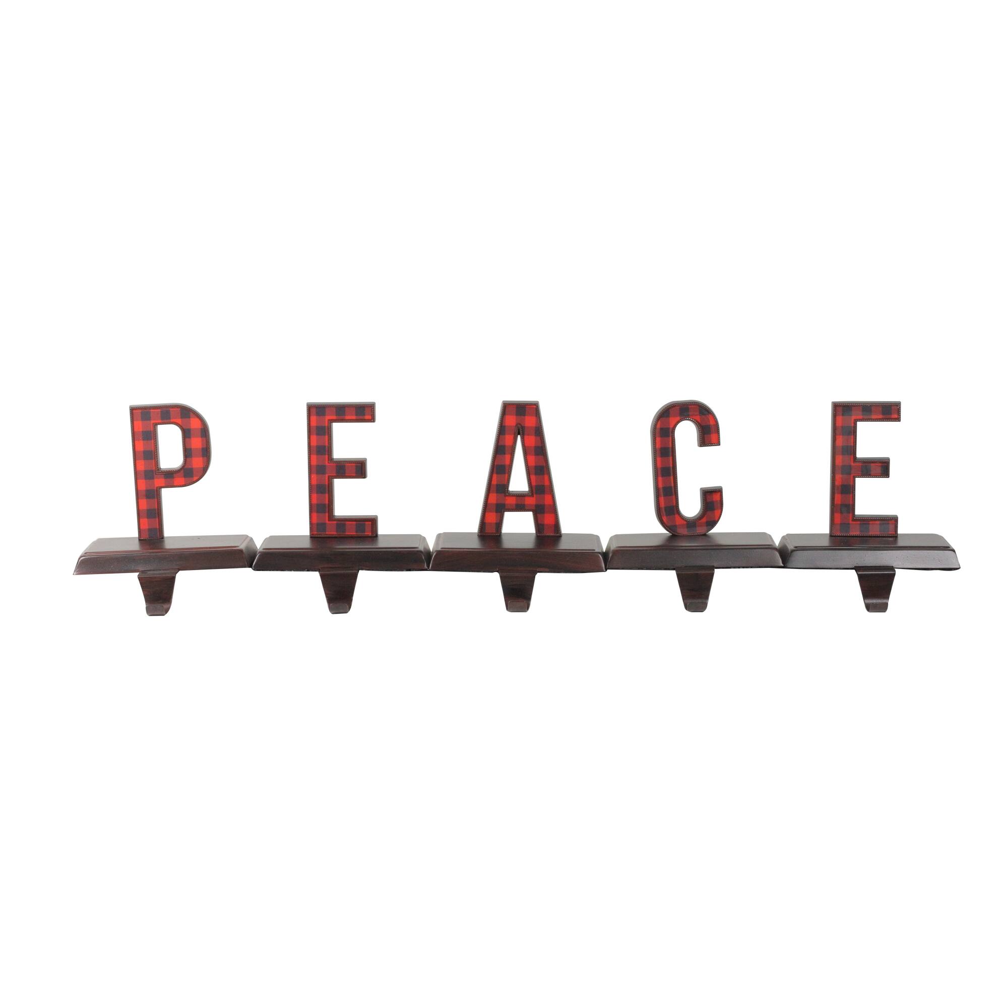 6" Red & Black Buffalo Plaid Peace Christmas Stocking Holder Set By Northlight | Michaels®
