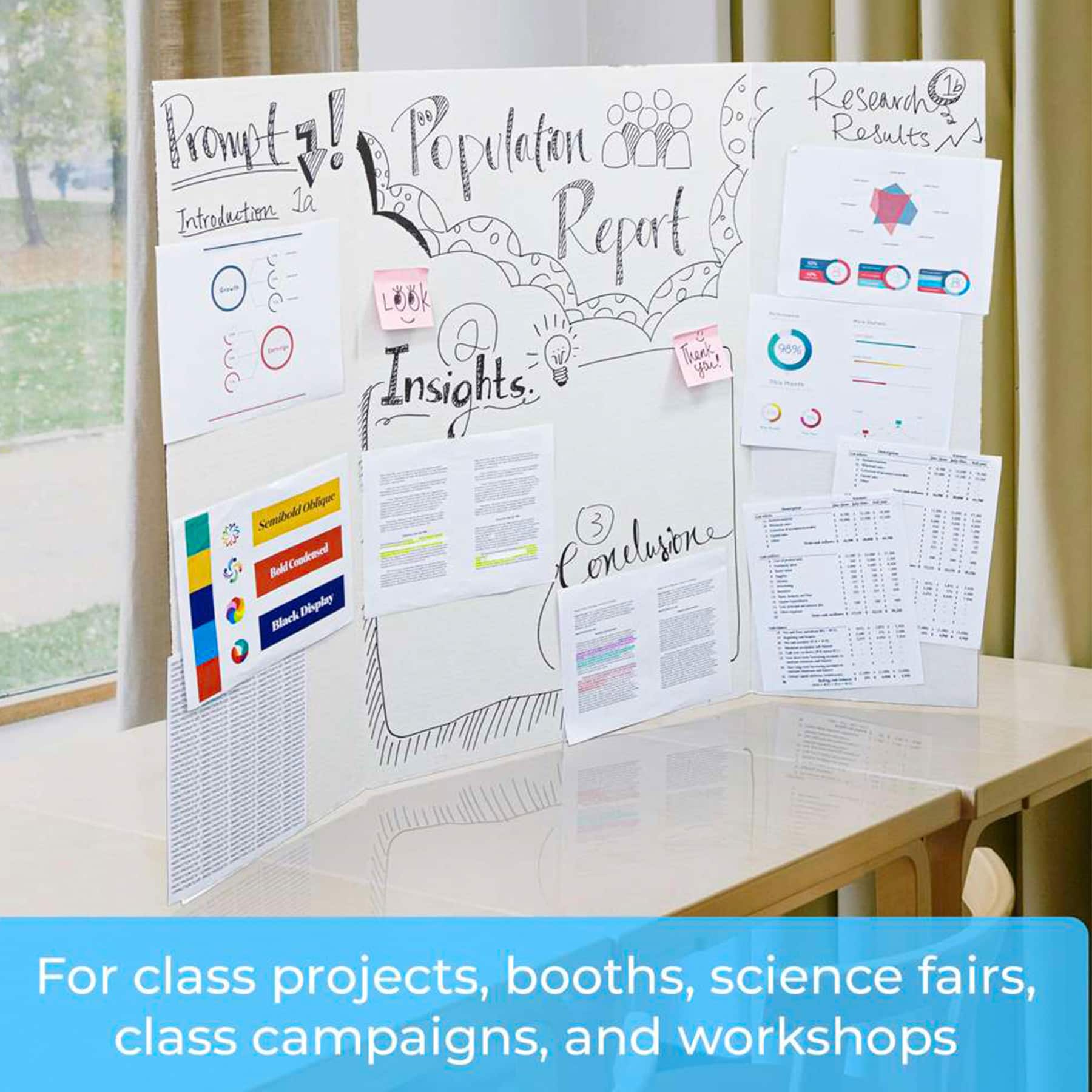 BAZIC Products® 36" x 48" White Tri-Fold Corrugated Presentation Boards, 24ct.