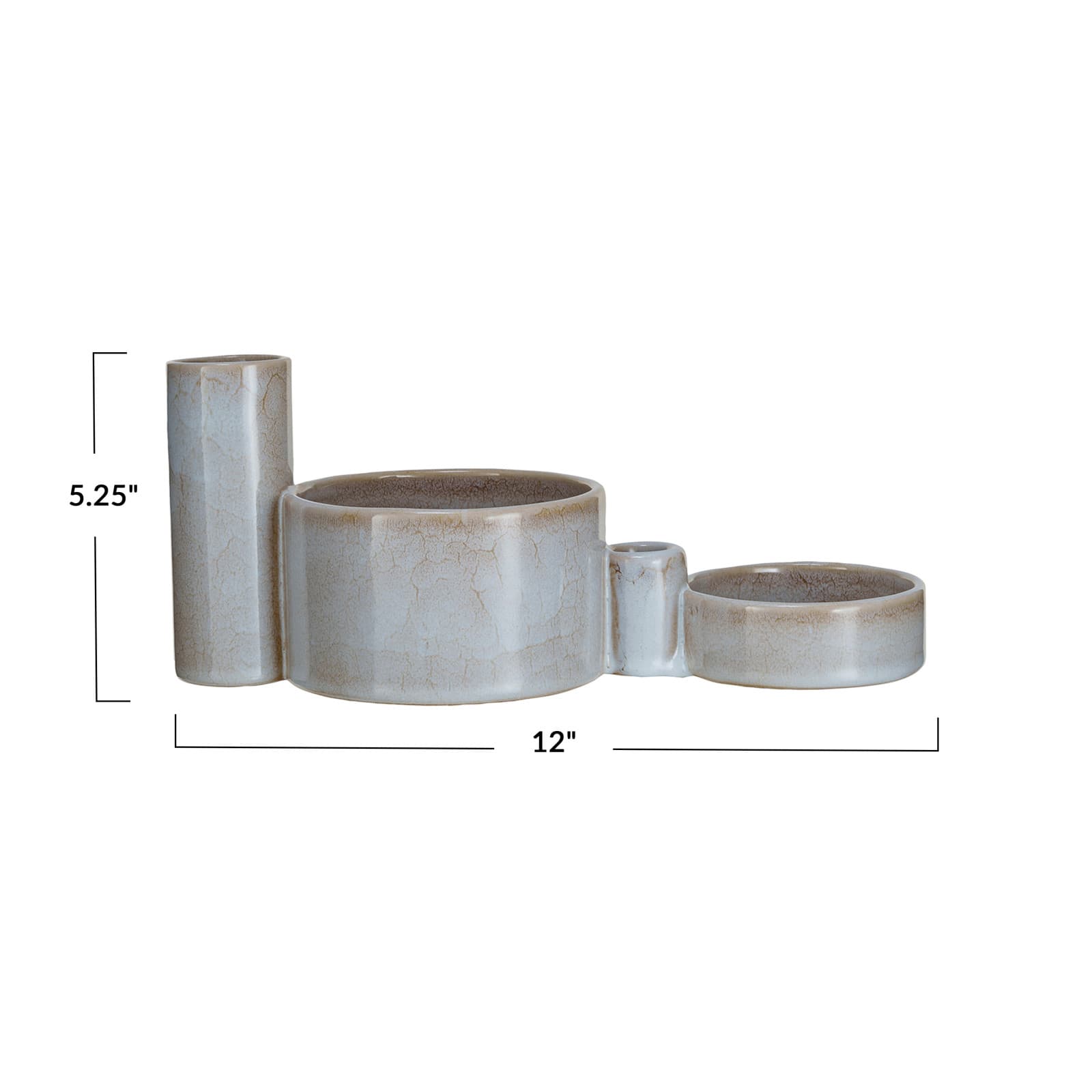 Hello Honey® 12" White Reactive Glaze Stoneware Serveware with Vase & Candle Holder