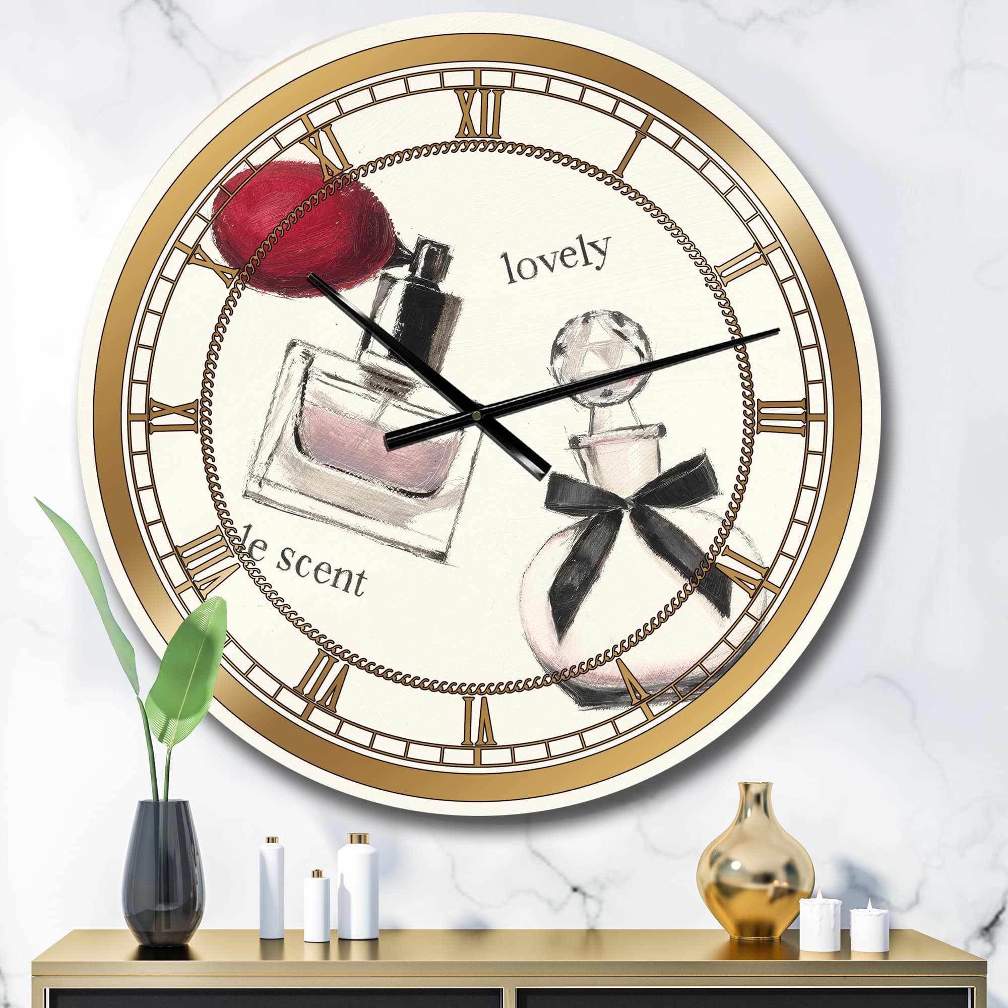 Designart Lovely Glamorous Parfum Glam Wall Clock