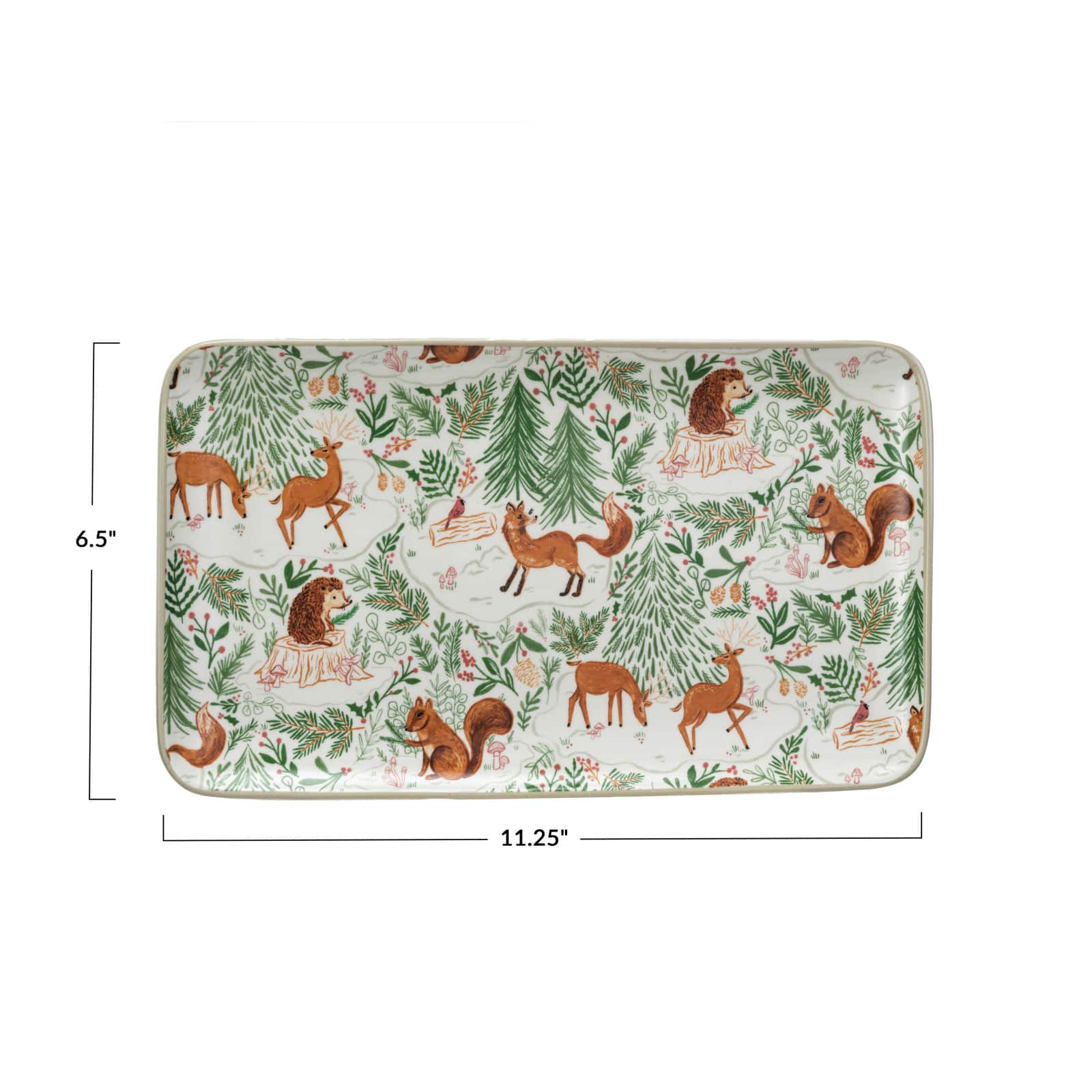 Hello Honey® 11.25" Woodland Flora & Fauna Stoneware Platter