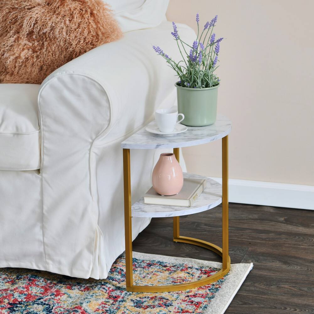 Household Essentials 18" 2-Tier Half Moon End Table