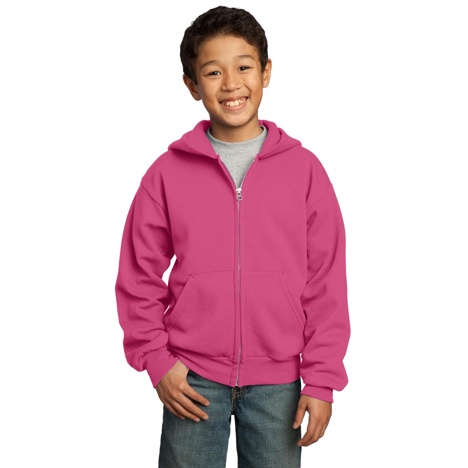 Port & Company® Youth Core Fleece Full-Zip Hooded Sweatshirt
